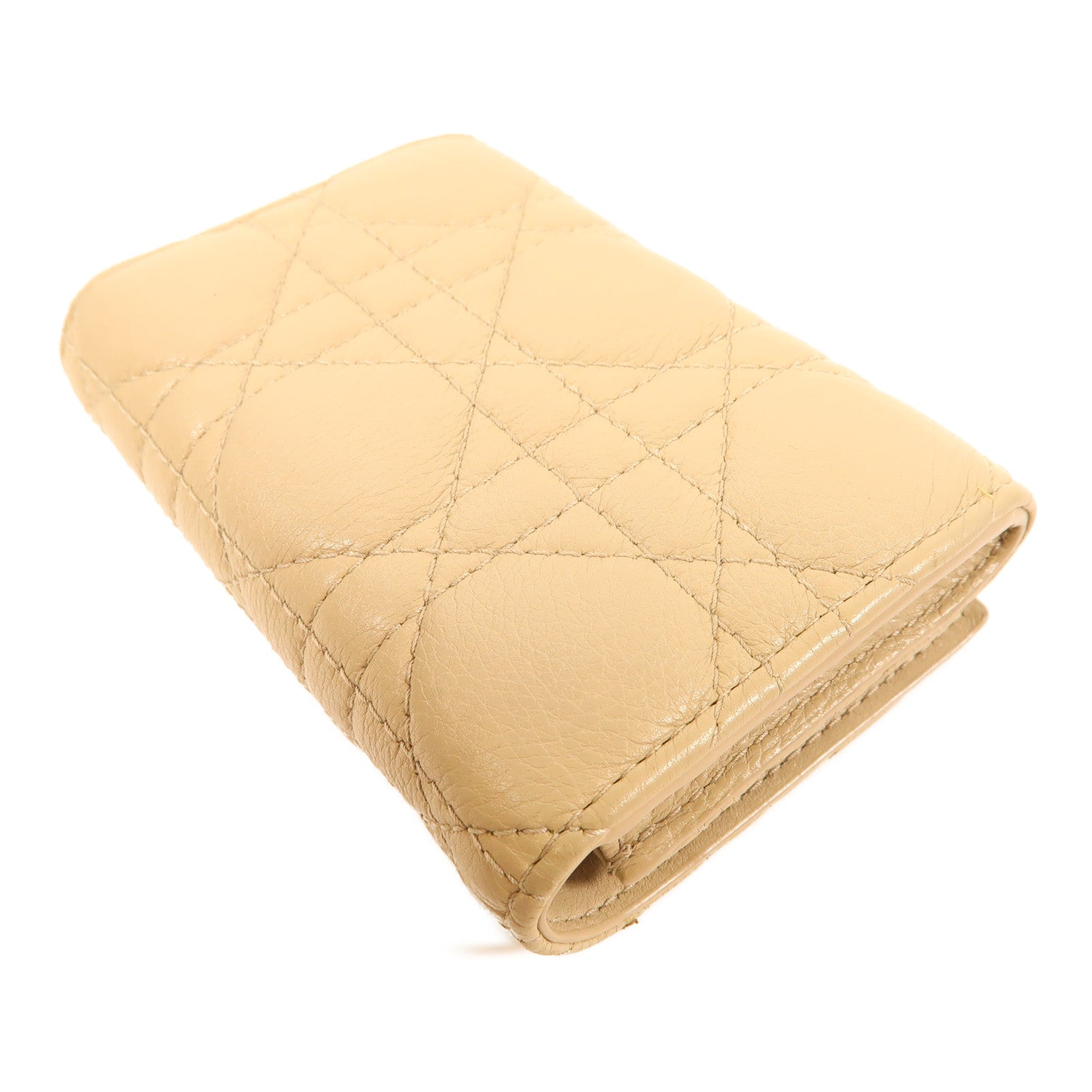 Dior CD GHW Wallet Lambskin Leather Beige