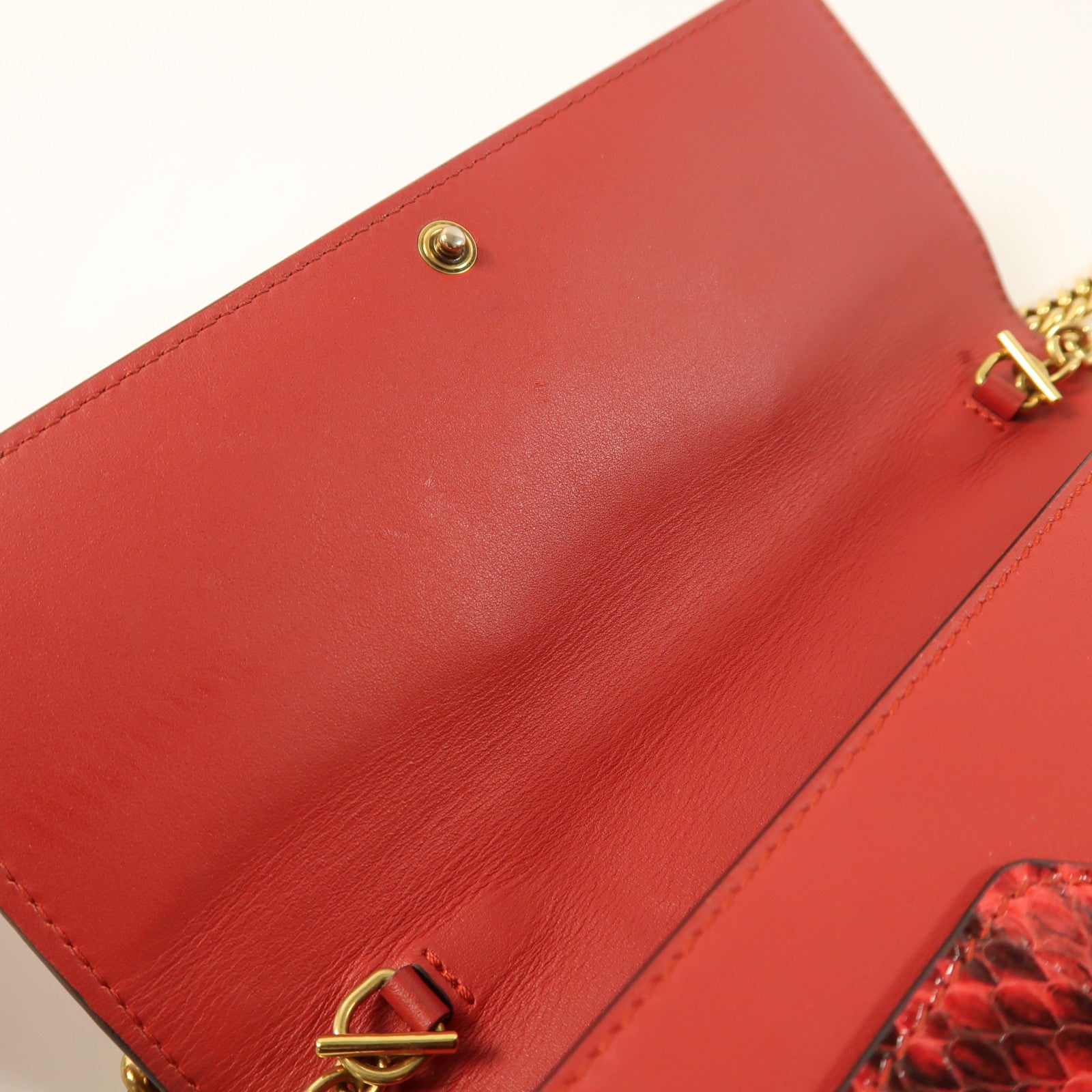 GUCCI 蛇皮皮革Queen Margaret GG金扣鏈帶肩背袋