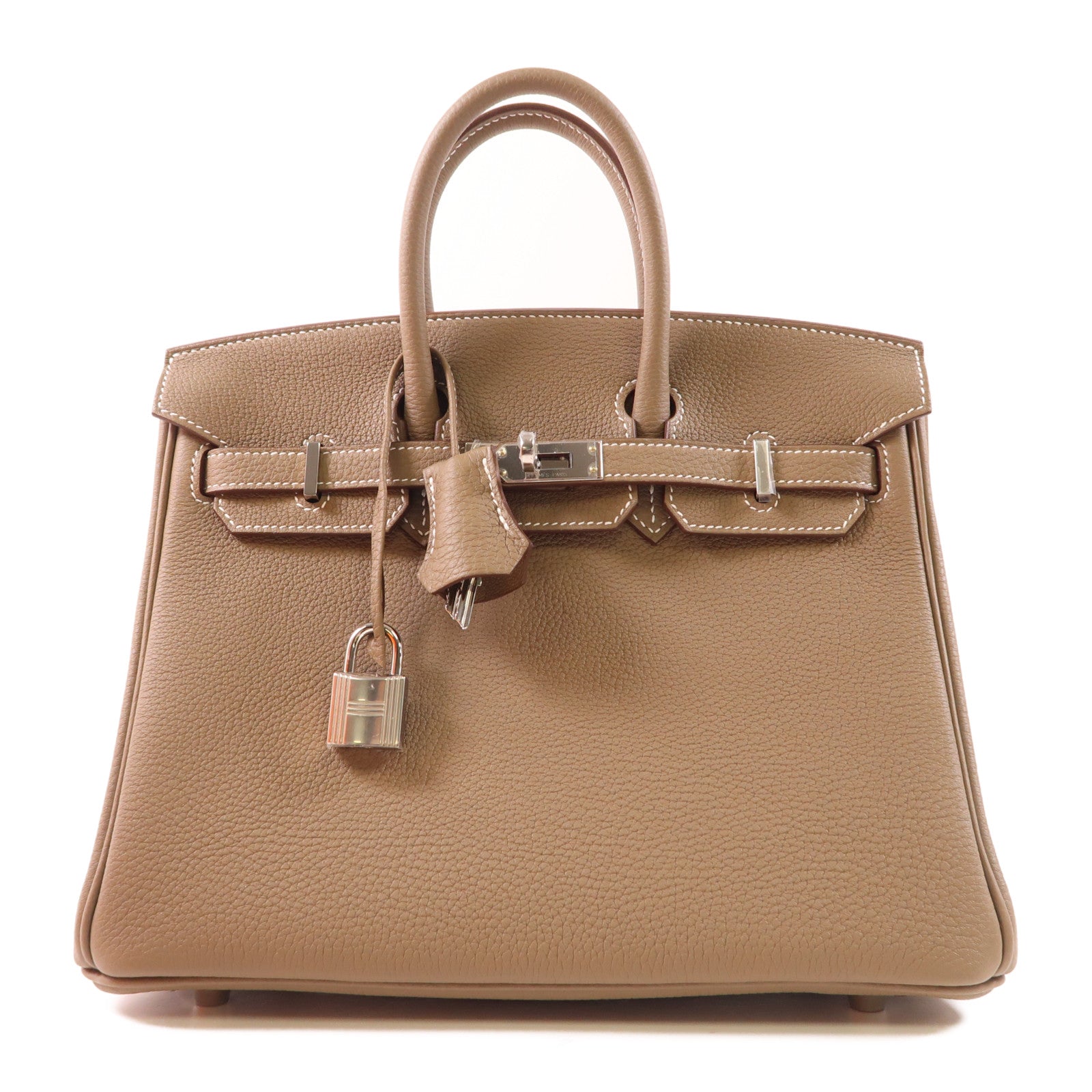 HERMES 【激減優惠】Togo皮革Birkin 25銀扣手挽袋Etoupe