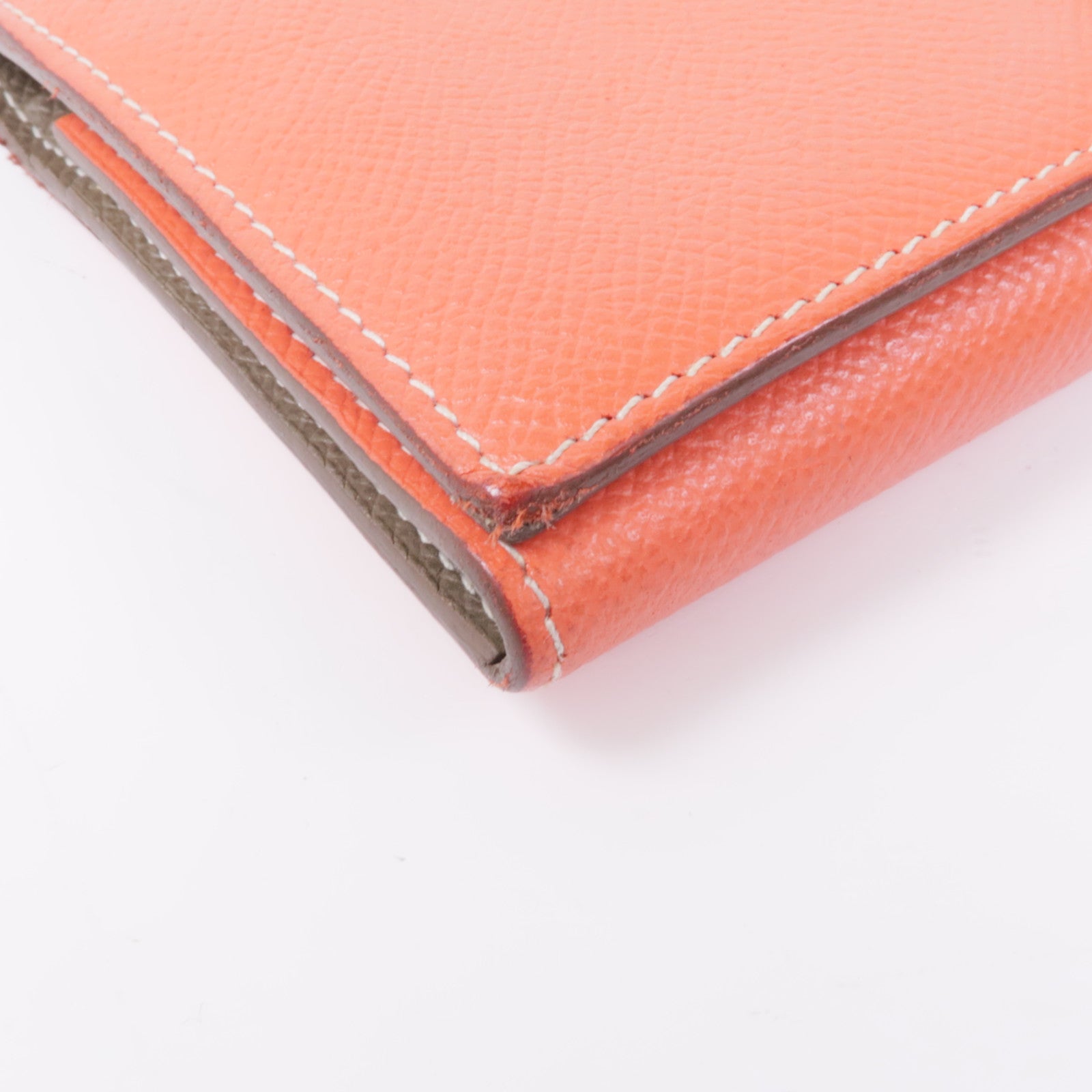 HERMES PHW Bearn Tri-fold Long Wallet Epsom Leather Q5 Rouge Casaque