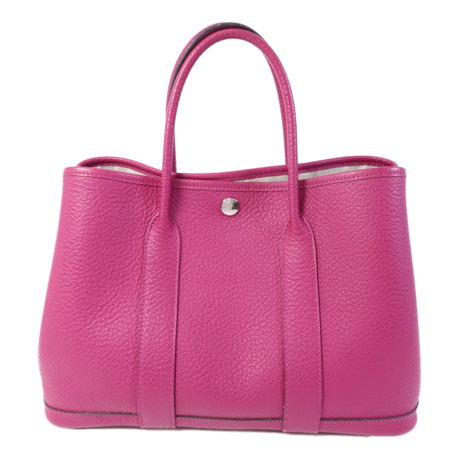 HERMES Country皮革Garden Party TPM銀扣手挽袋Rose Purple