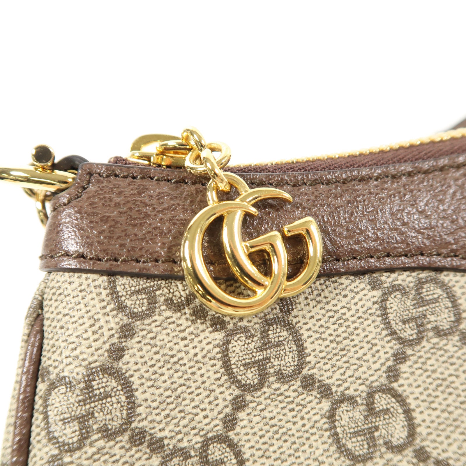 GUCCI GG GHW Ophidia Small 2 Way Shoulder Bag 735132 Coated Canvas Brown
