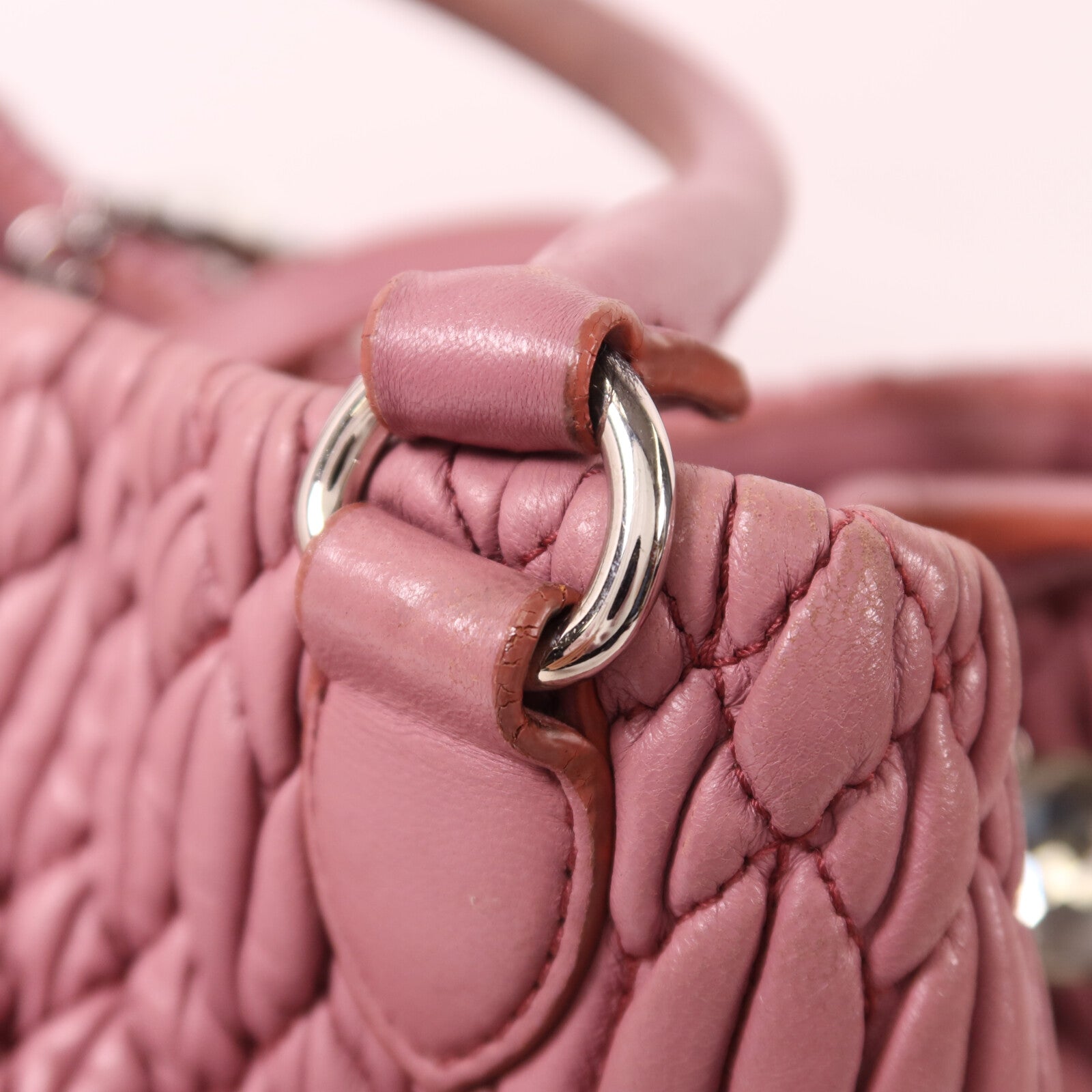 Miu Miu 羊皮皮革Shoulder Bag銀扣手挽肩背兩用袋
