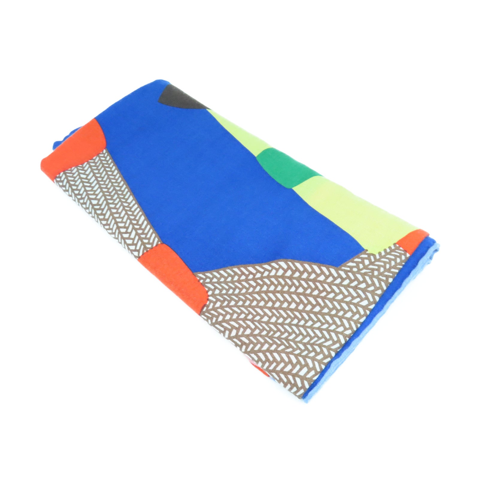 HERMES 【激減優惠】絲質羊絨Mon Premier Galop Shawl 140絲巾彩色/藍色