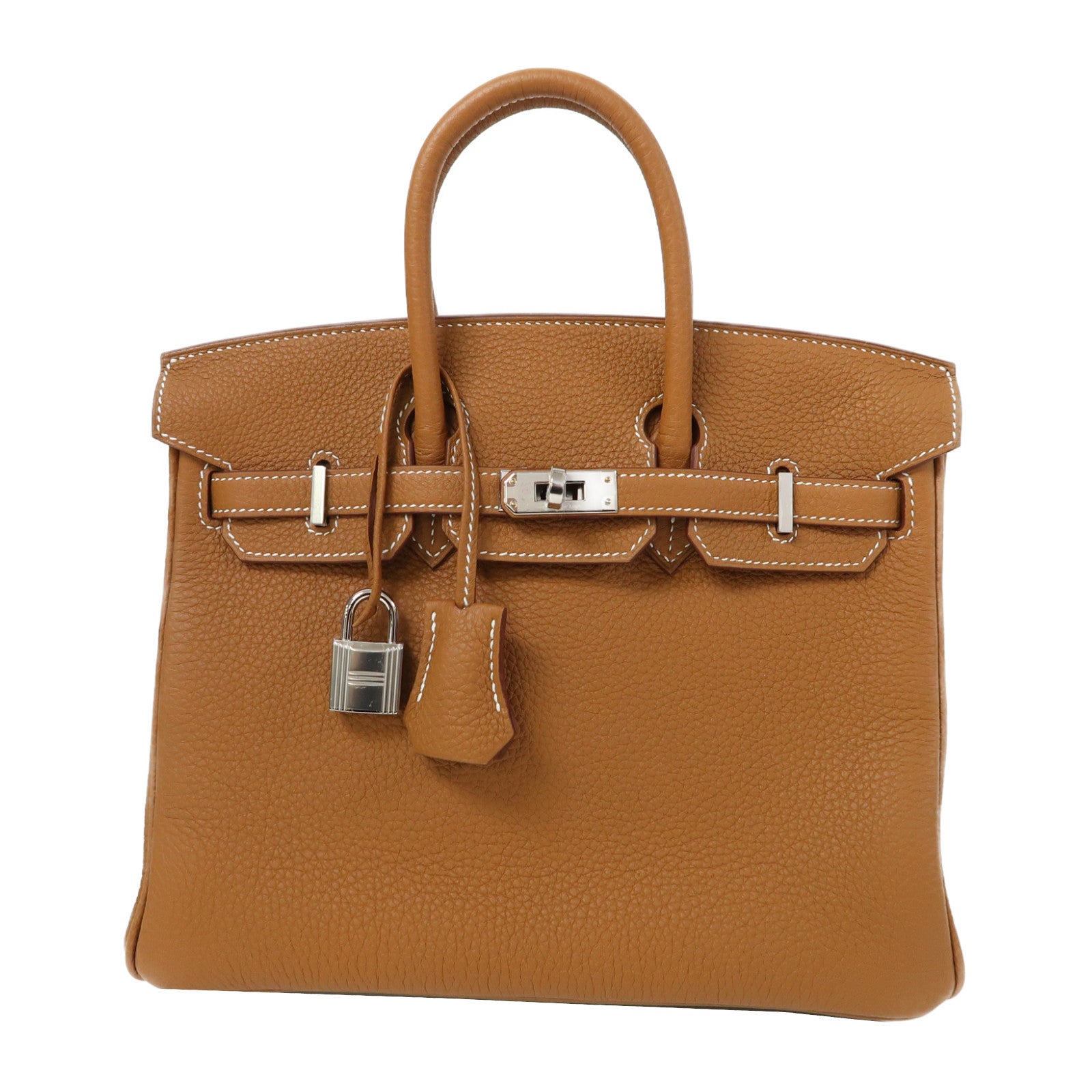 HERMES Togo皮革Birkin 25銀扣手挽袋經典駝色