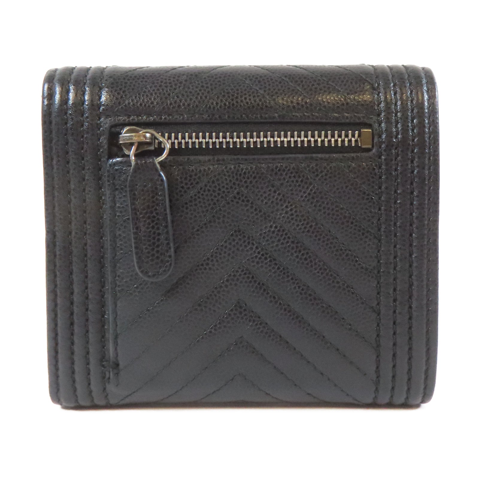 CHANEL 斜紋Caviar皮革Boy Wallet錢包黑色