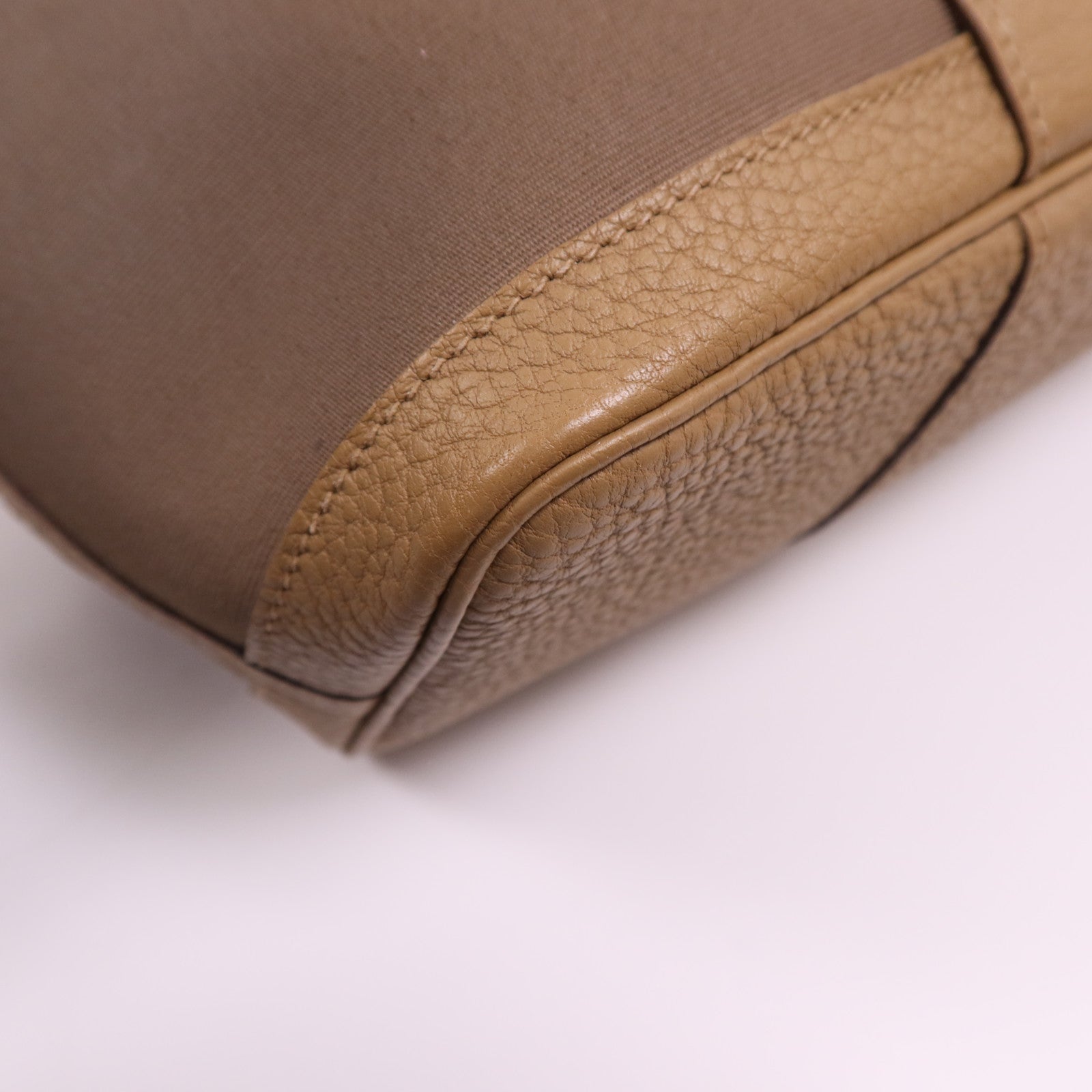 HERMES 帆布Garden Party TPM銀扣手挽袋Etoupe/Chai