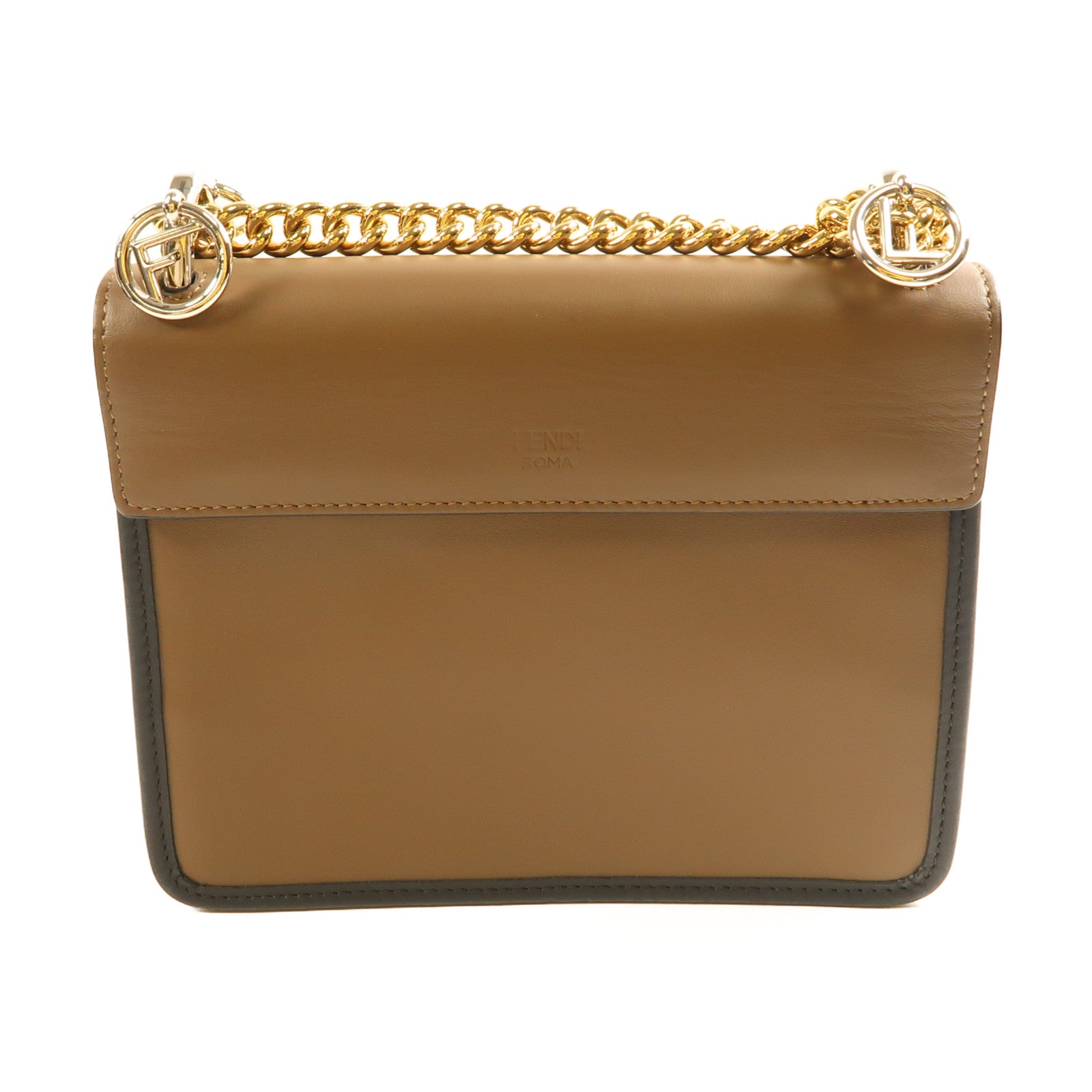 FENDI GHW Shoulder Bag 8BT286 Calfskin Leather Brown