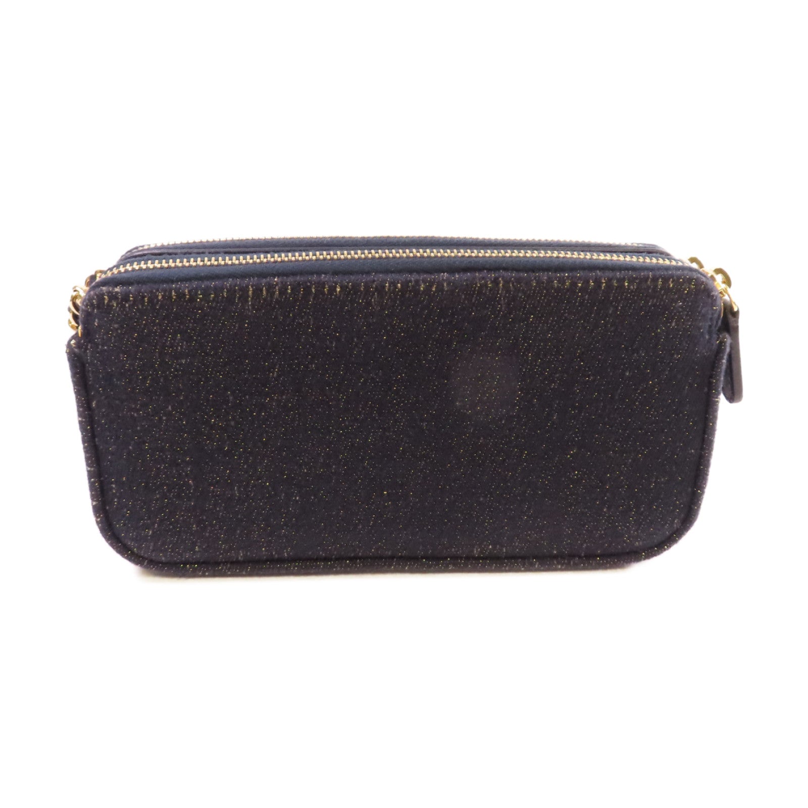 CHANEL 帆布WOC Wallet On Chain Shoulder Bag金扣鏈帶肩背袋深藍色