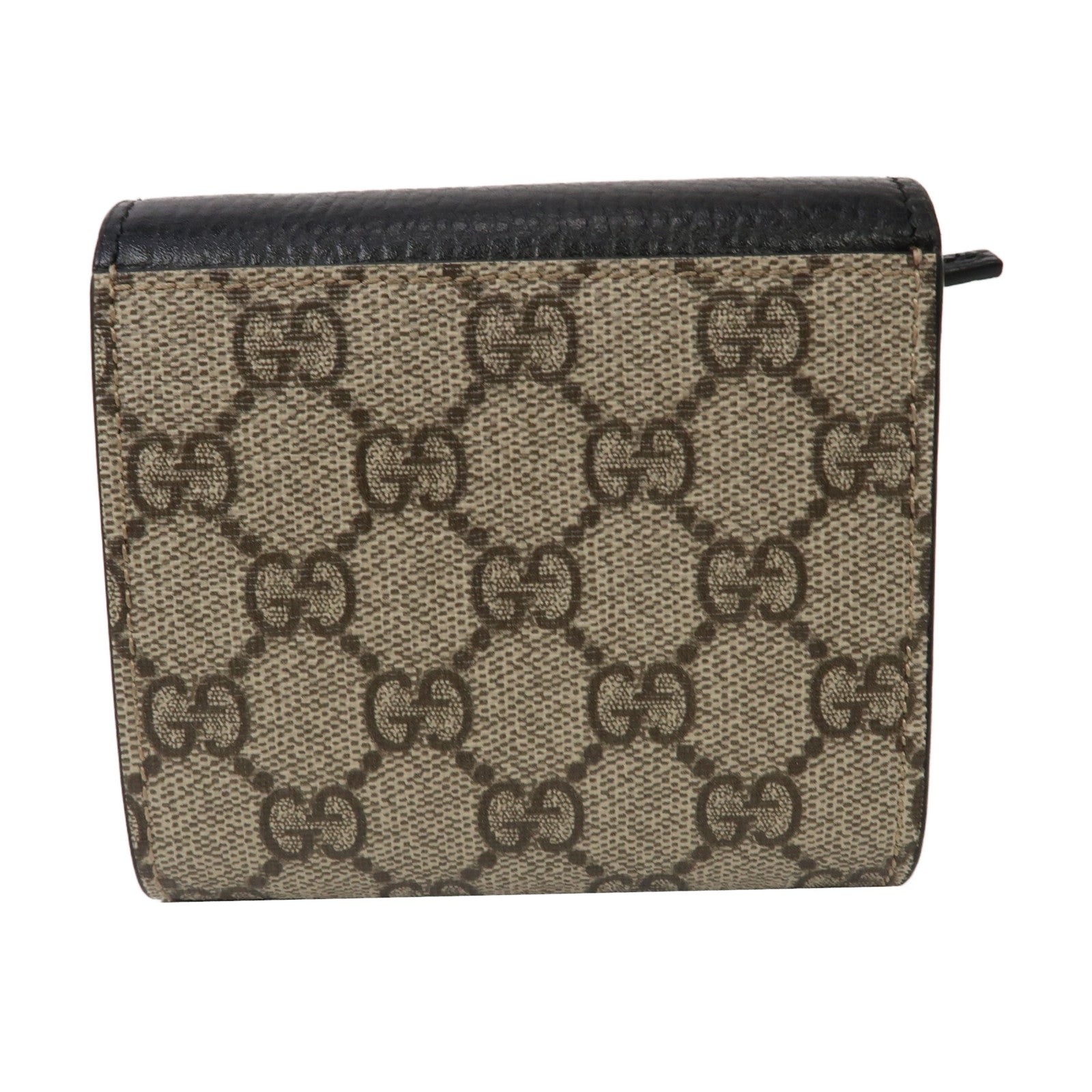 GUCCI 【清倉大減價】牛皮皮革GG Marmont Medium Wallet金扣折疊錢包黑色