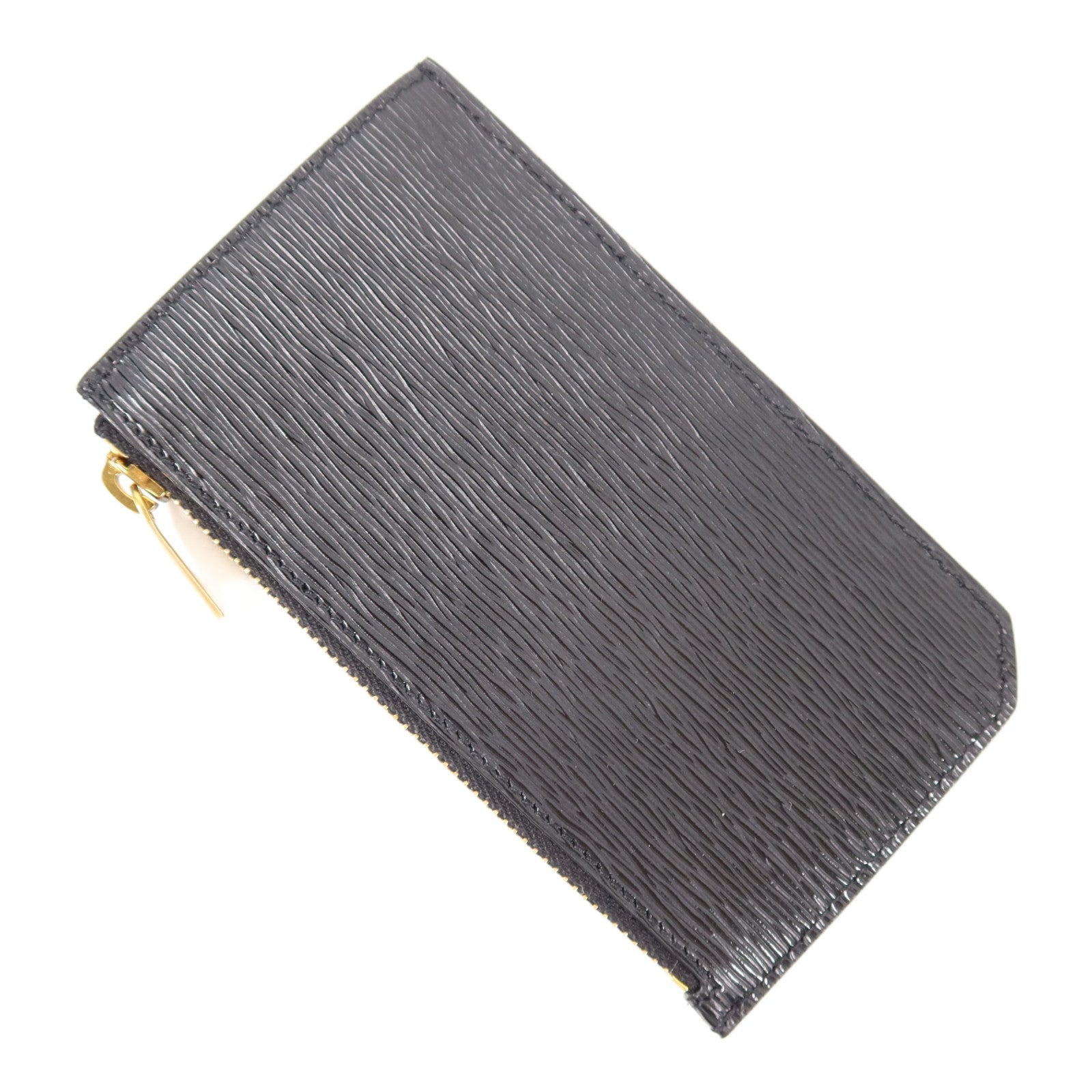 SAINT LAURENT YSL GHW Zip Card Case Leather Black 7143