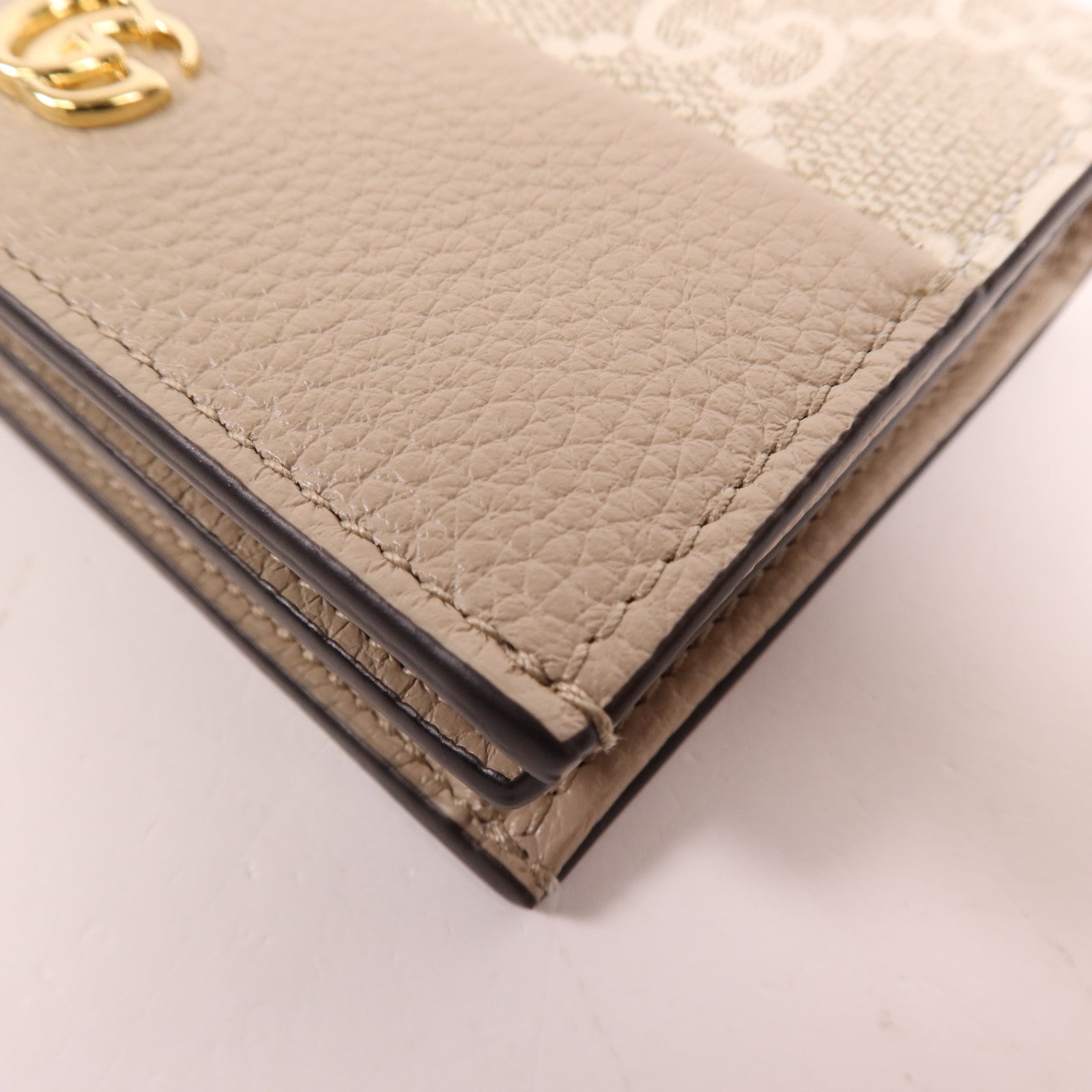 GUCCI 塗層帆布/牛皮皮革GG Marmont Wallet金扣錢包