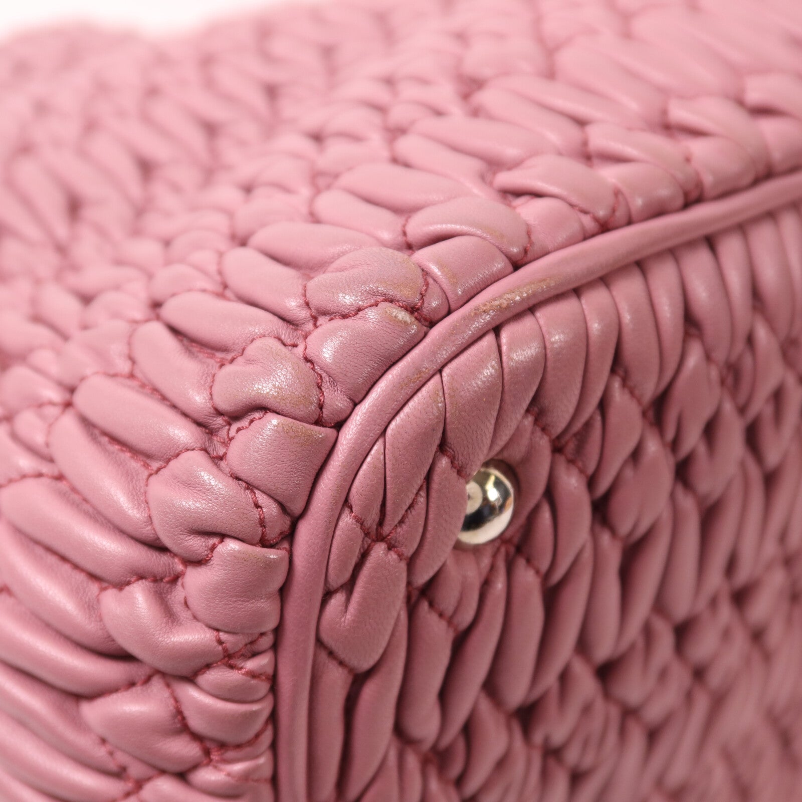 Miu Miu 羊皮皮革Shoulder Bag銀扣手挽肩背兩用袋