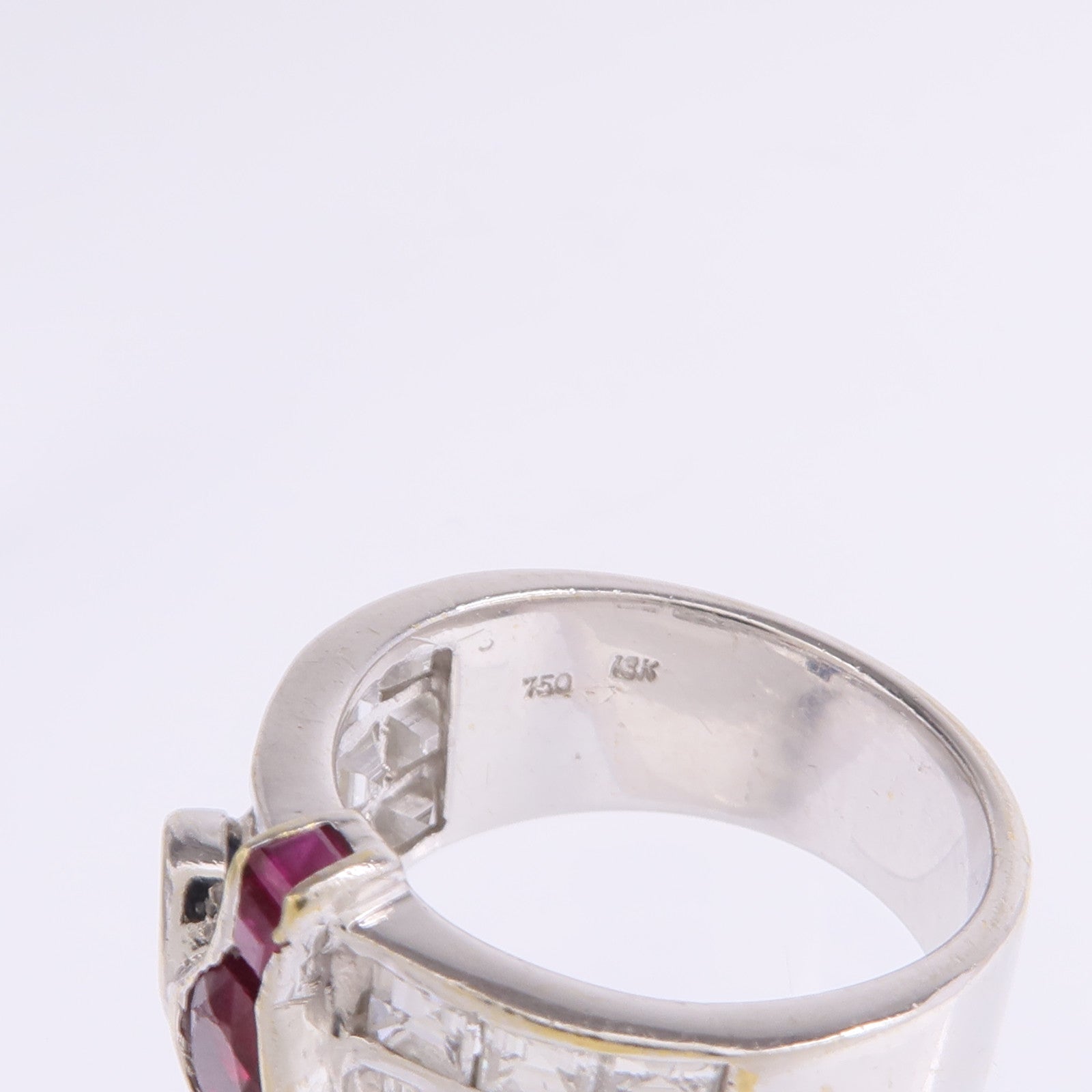 JEWELRY 【激減優惠】18K白金Sapphire Ruby Diamond Ring藍寶石/紅寶石/鑽石戒指US#7