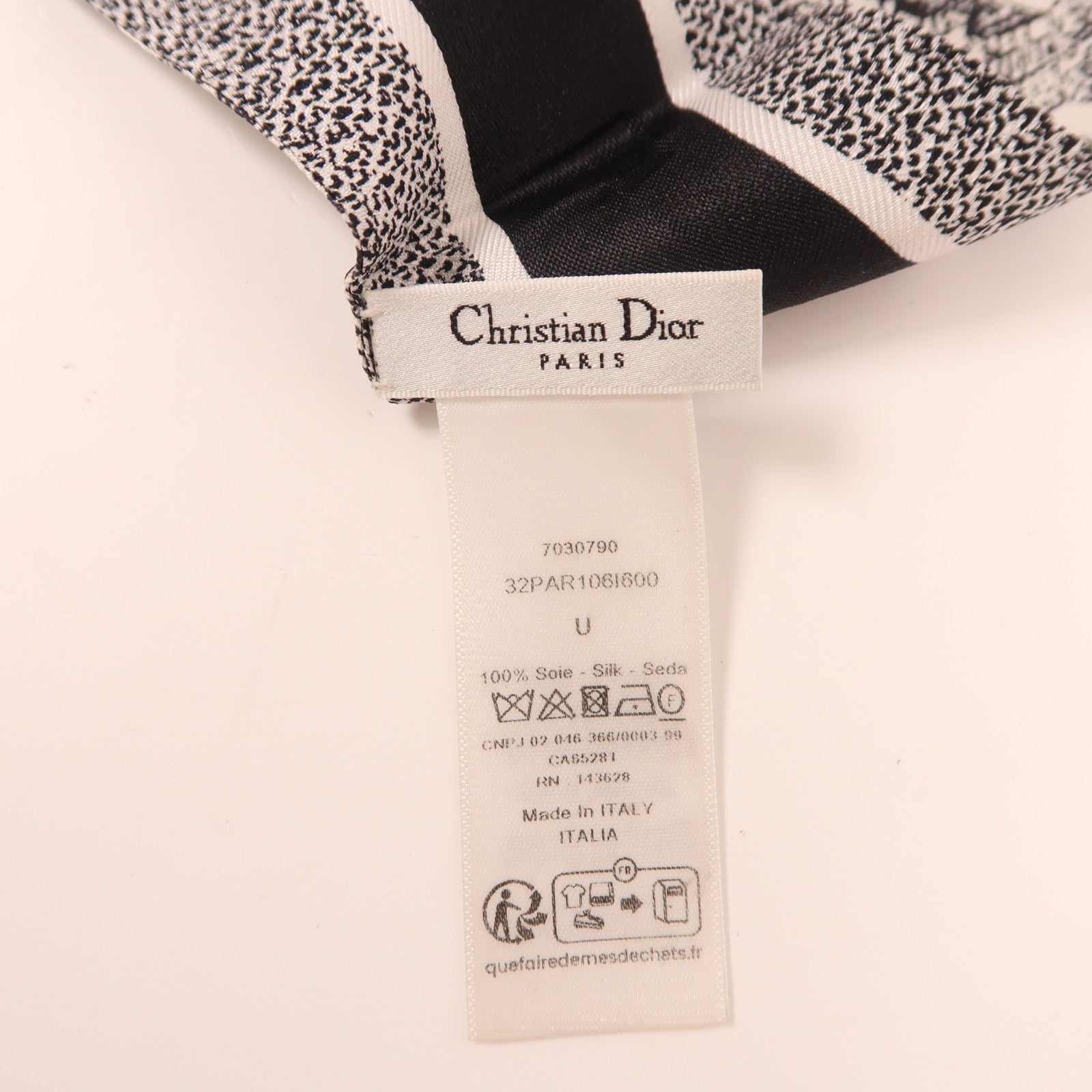 Dior 絲質Scarf絲巾白色/黑色