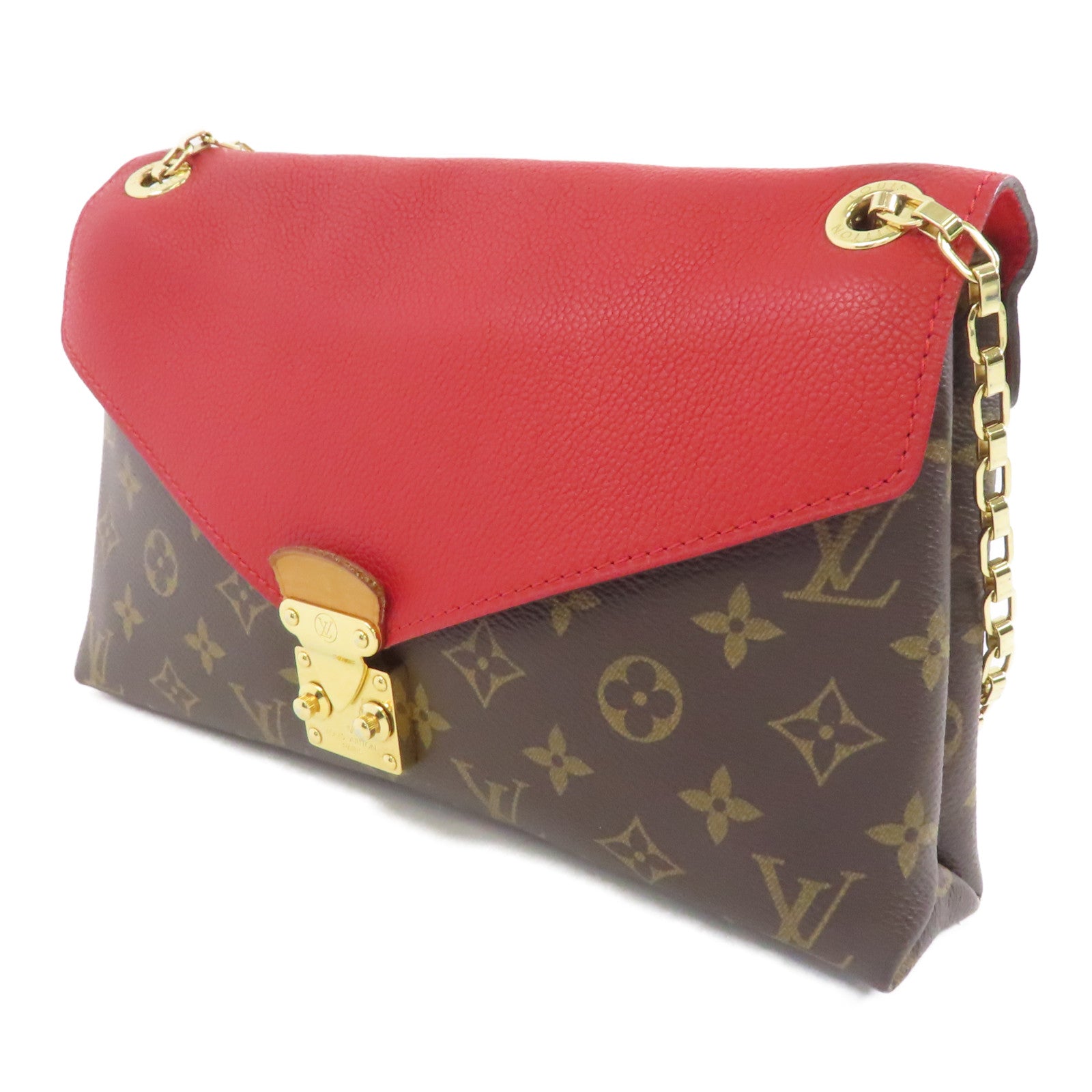 LOUIS VUITTON Monogram Locky BB金扣手挽肩背兩用袋啡色/紅色
