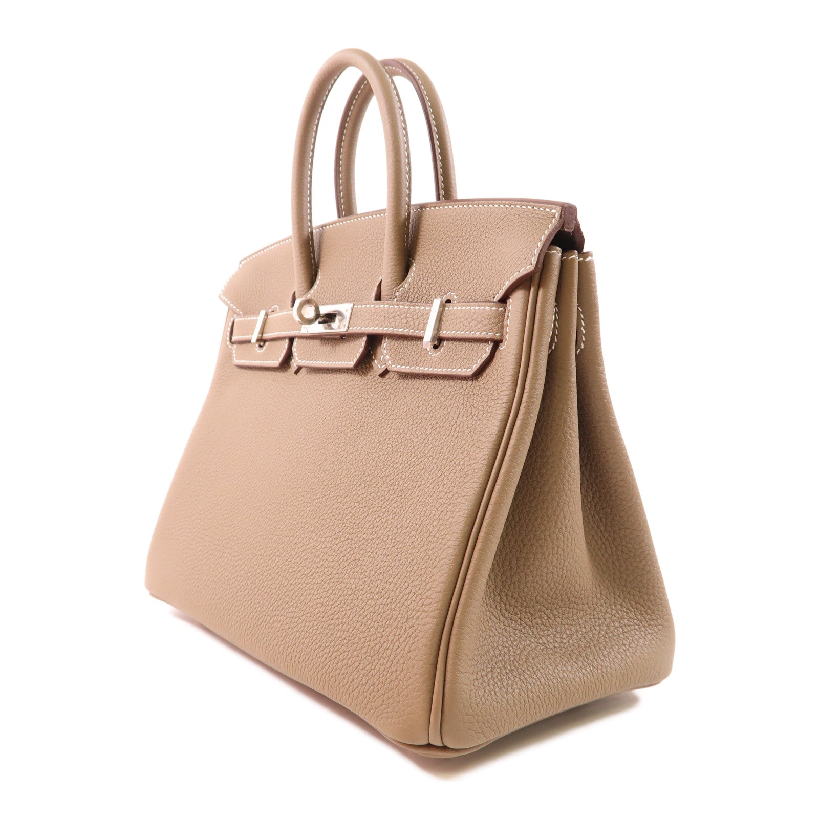 HERMES 【激減優惠】Togo皮革Birkin 25銀扣手挽袋Etoupe