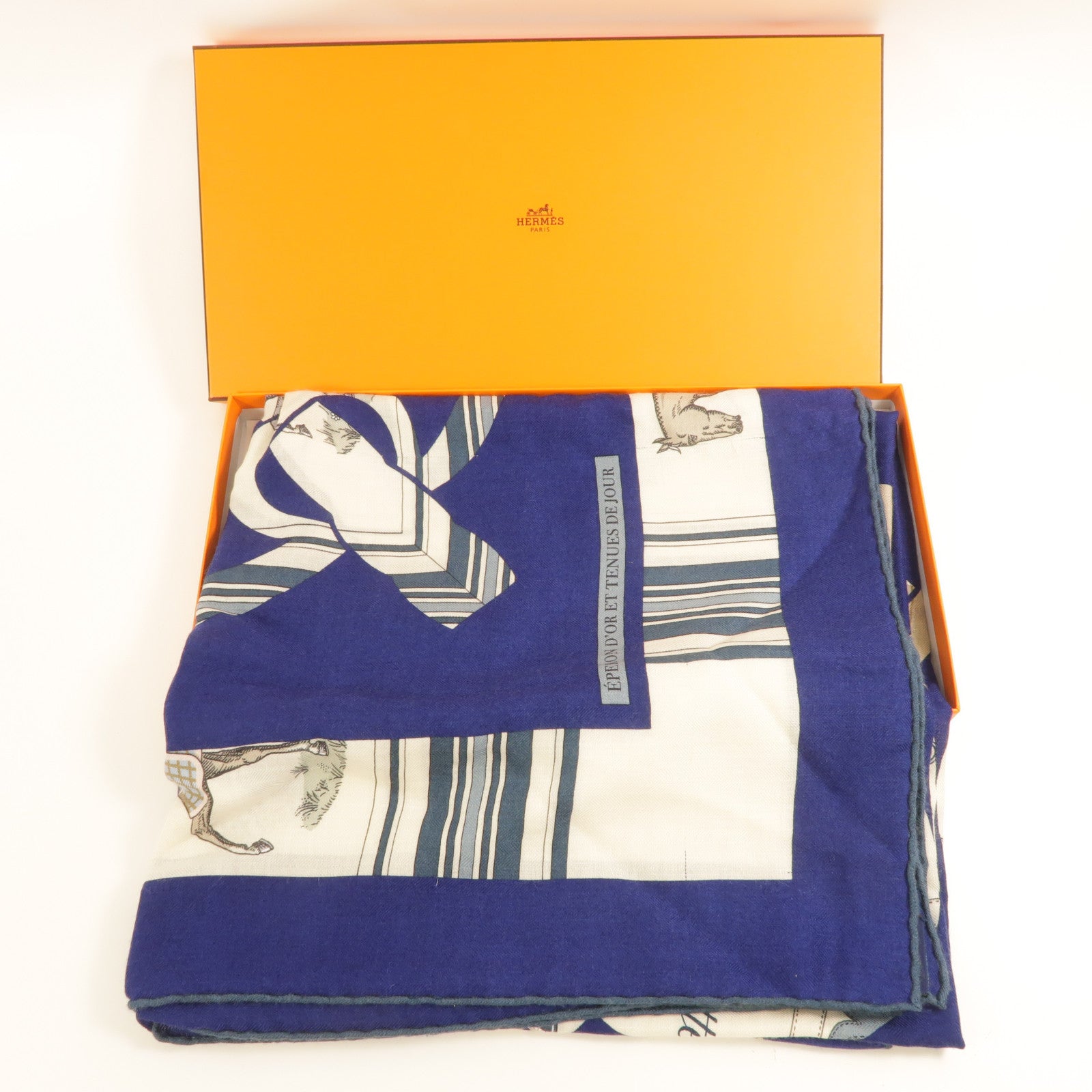 HERMES 羊絨/絲質 140 X 140絲巾