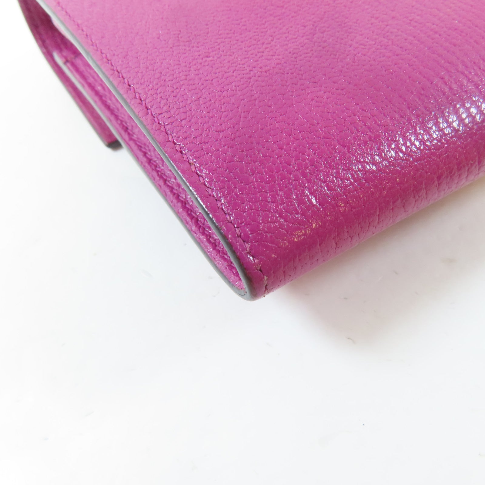 HERMES 【激減優惠】Chevre皮革Cinhetic To Go Wallet銀扣肩背袋粉紅色
