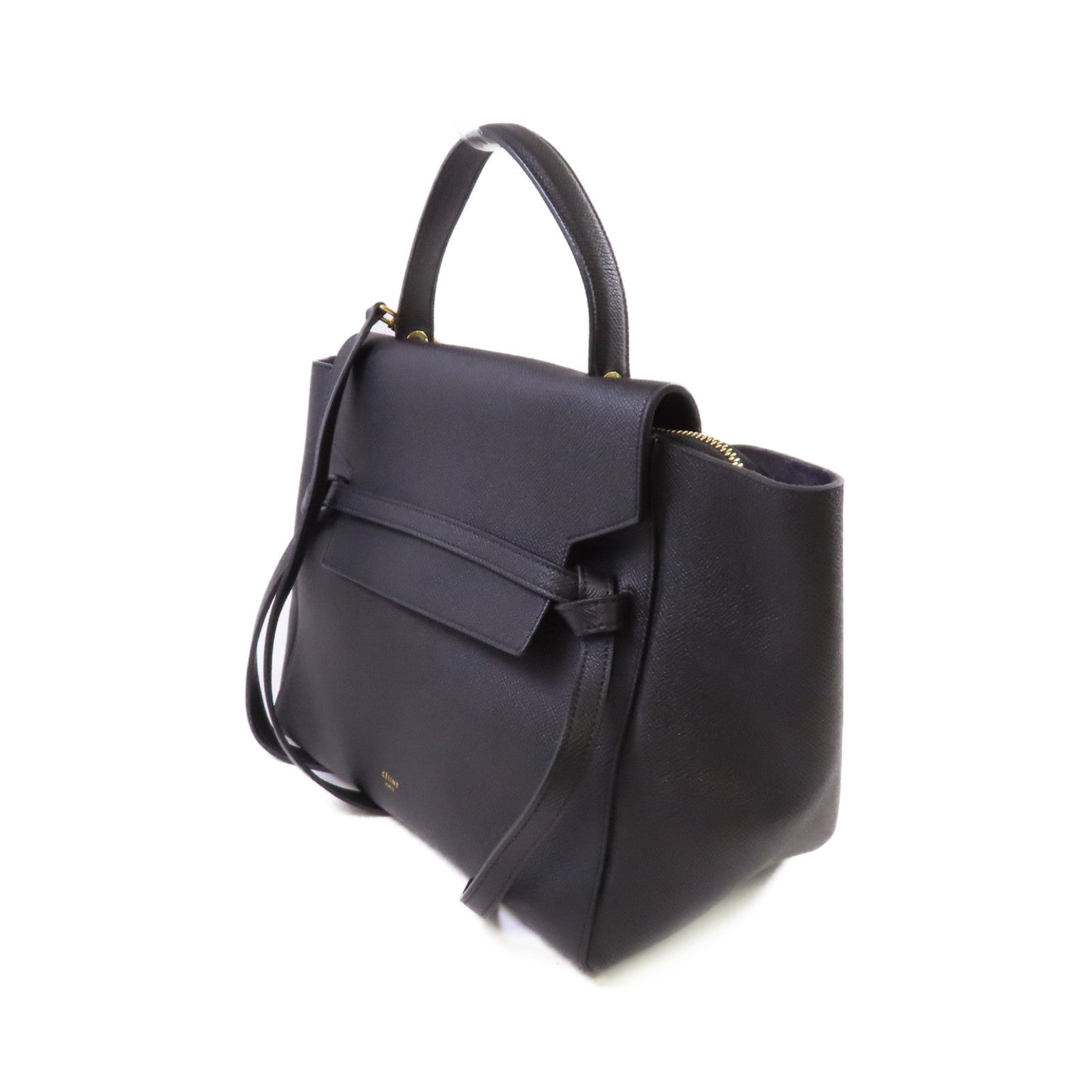 CELINE 牛皮皮革Belt Bag金扣手挽肩背兩用袋黑色