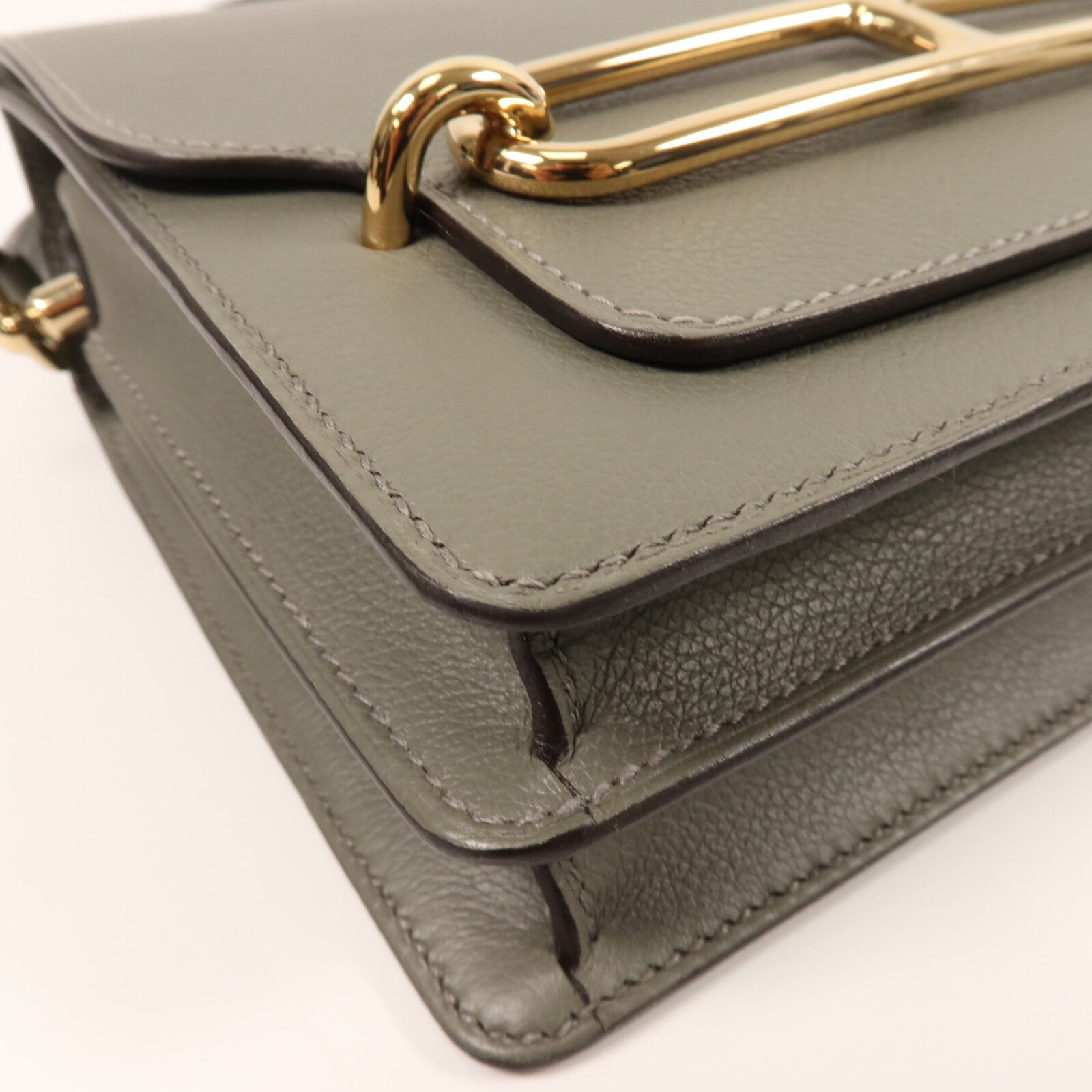 HERMES Evercolor皮革Roulis Mini肩背袋Gris Meyer
