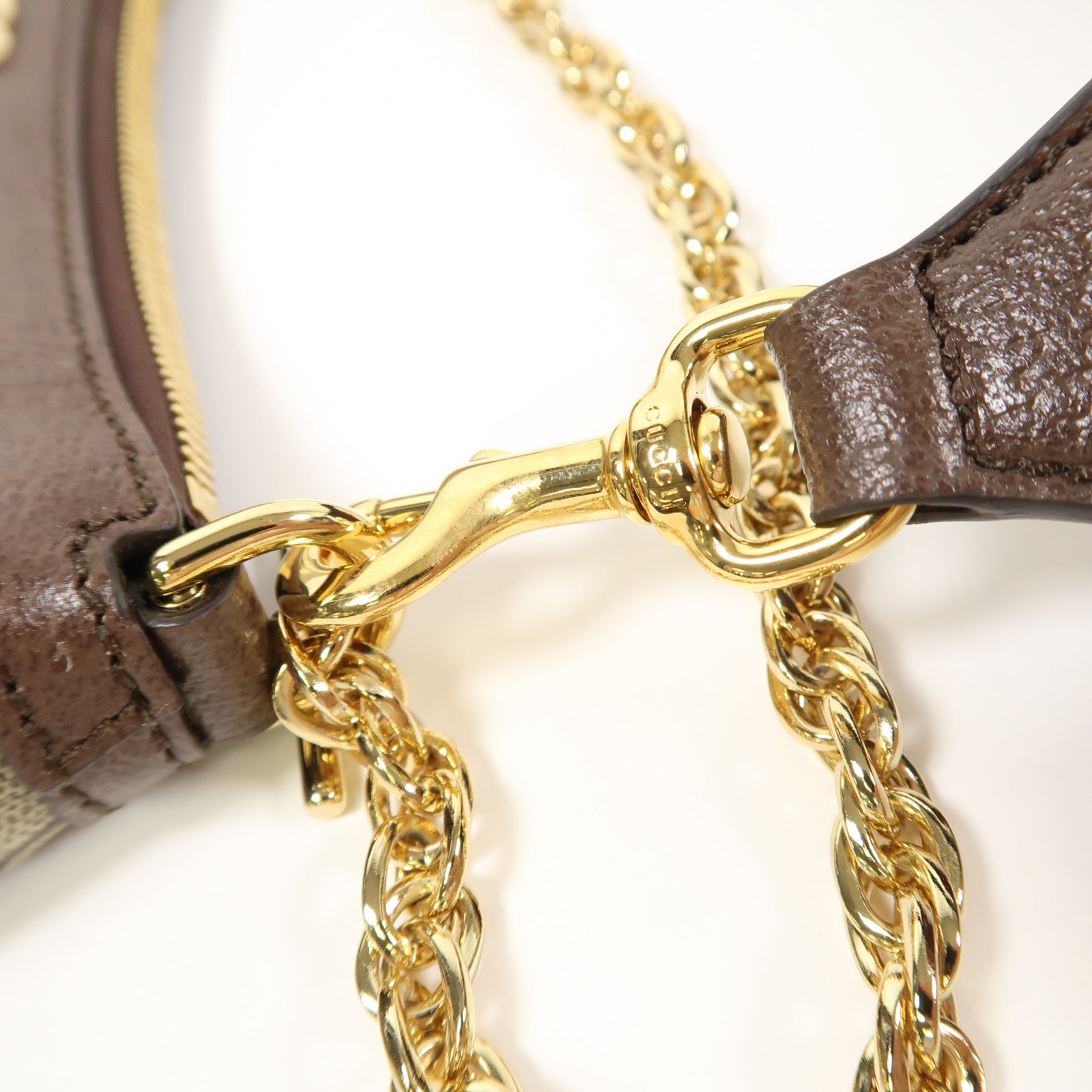 GUCCI GG GHW Ophidia Small 2 Way Shoulder Bag 735132 Coated Canvas Brown