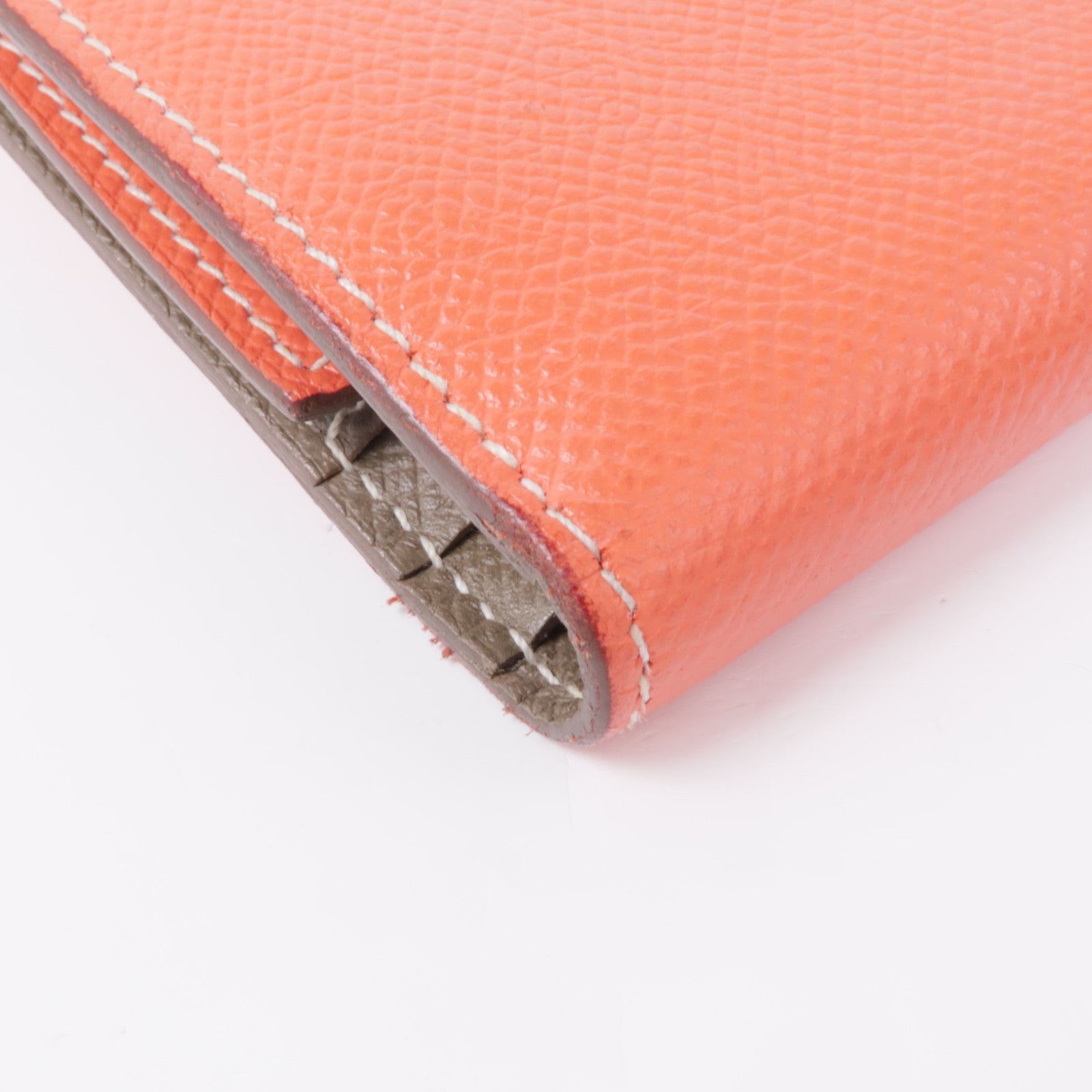 HERMES PHW Bearn Tri-fold Long Wallet Epsom Leather Q5 Rouge Casaque