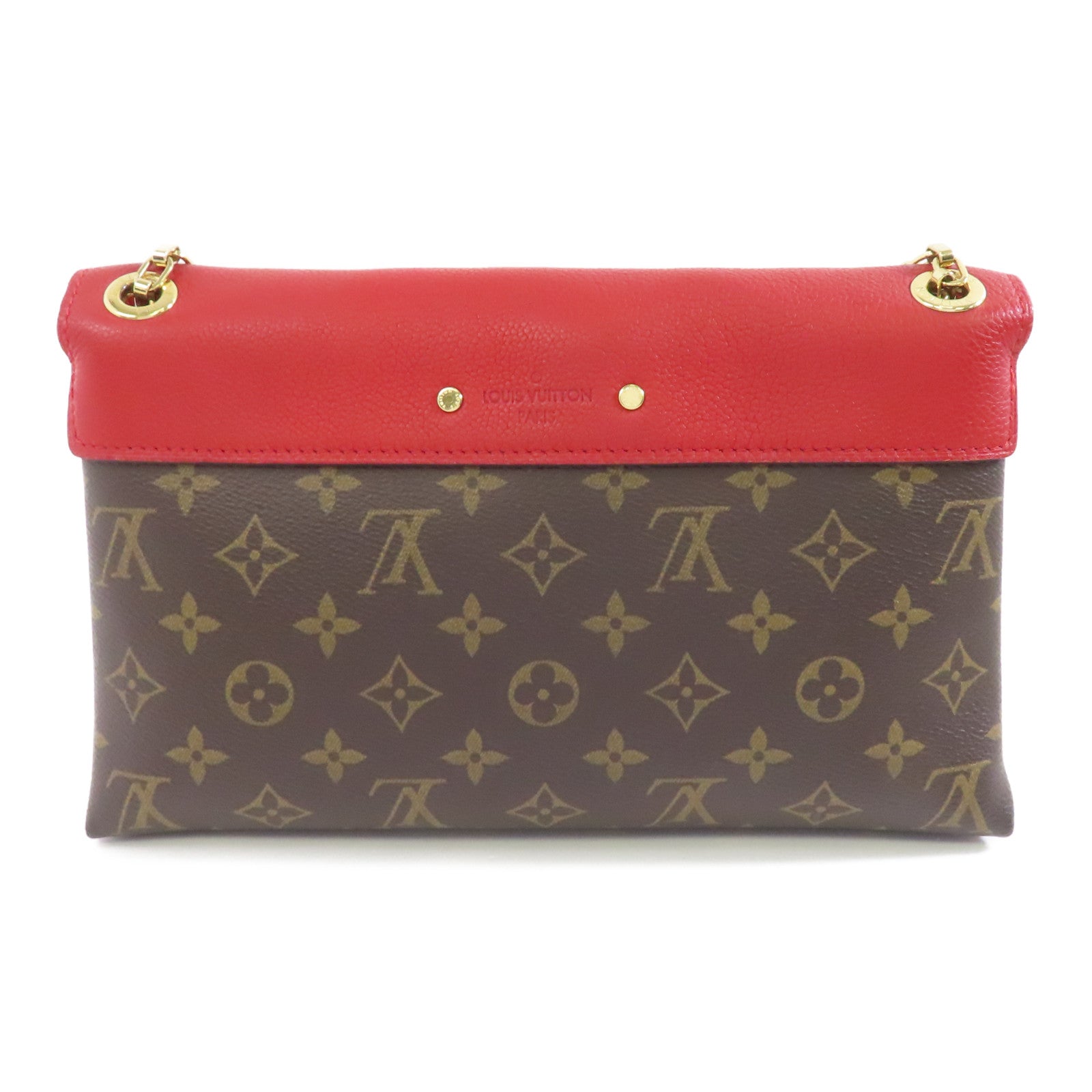 LOUIS VUITTON Monogram Locky BB金扣手挽肩背兩用袋啡色/紅色