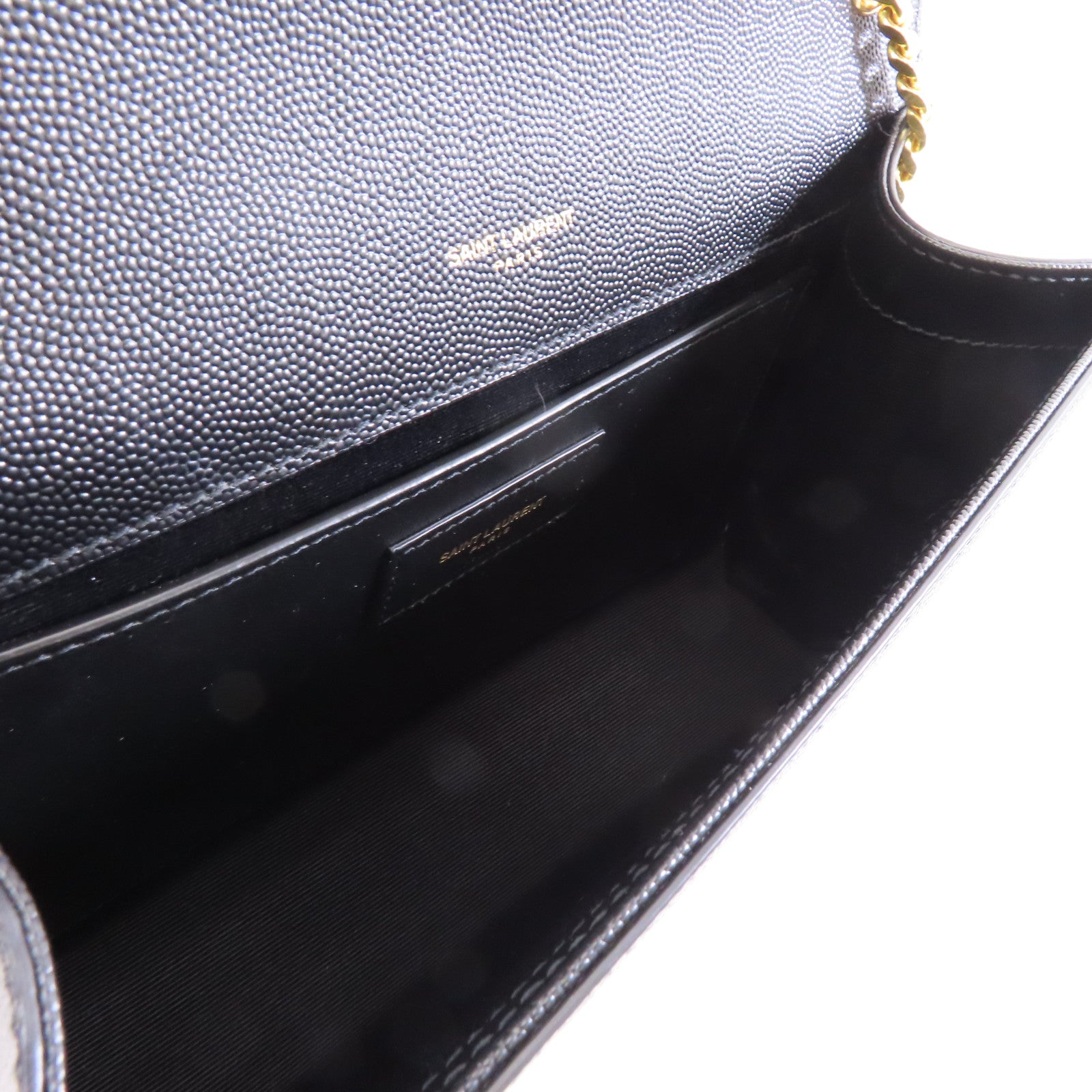 SAINT LAURENT 牛皮皮革Kate金扣鏈帶肩背袋黑色