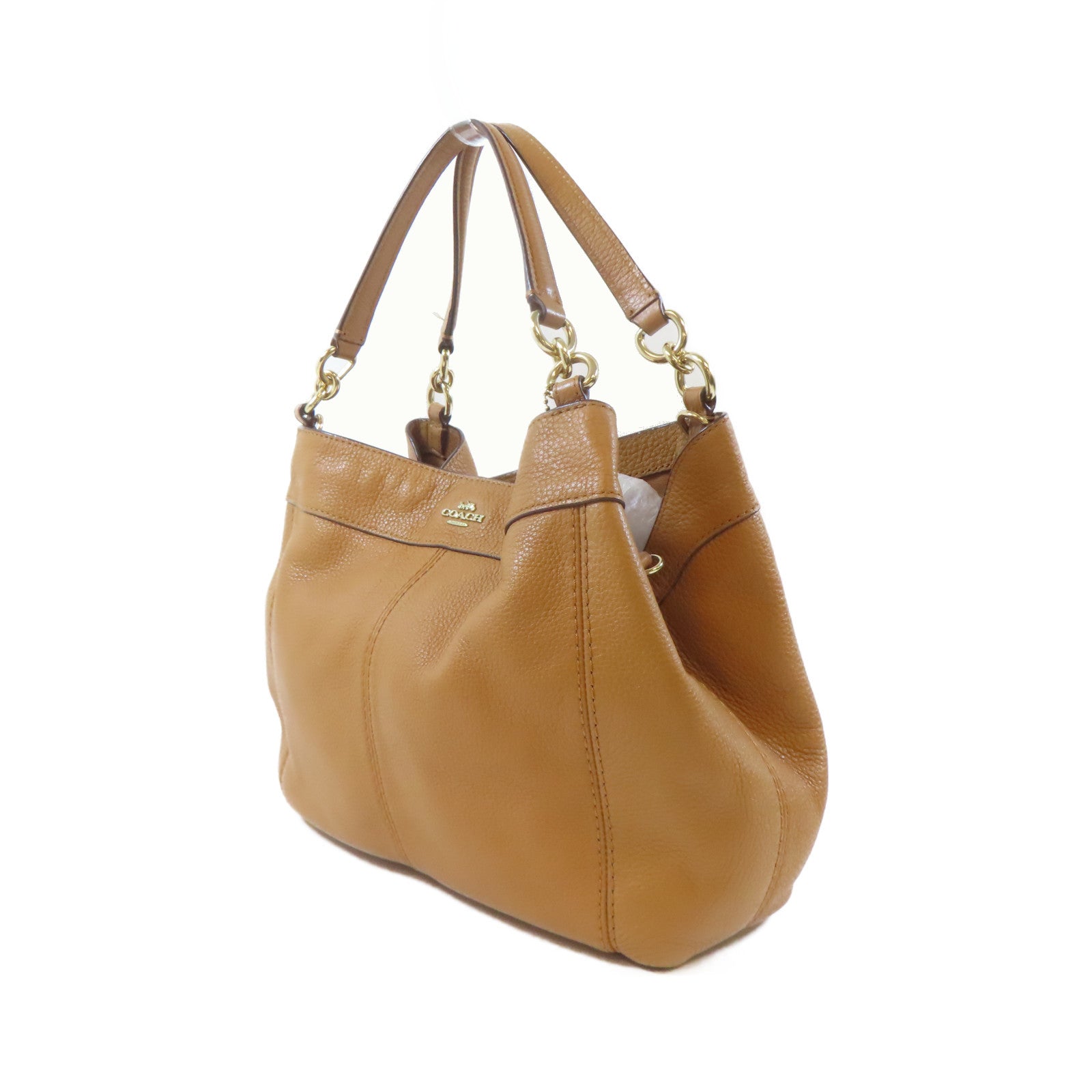 COACH 牛皮皮革Lexy Shoulder Bag金扣手挽肩背兩用袋啡色