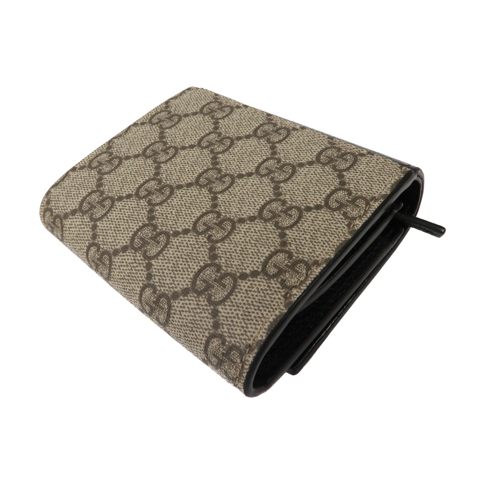GUCCI 【清倉大減價】牛皮皮革GG Marmont Medium Wallet金扣折疊錢包黑色