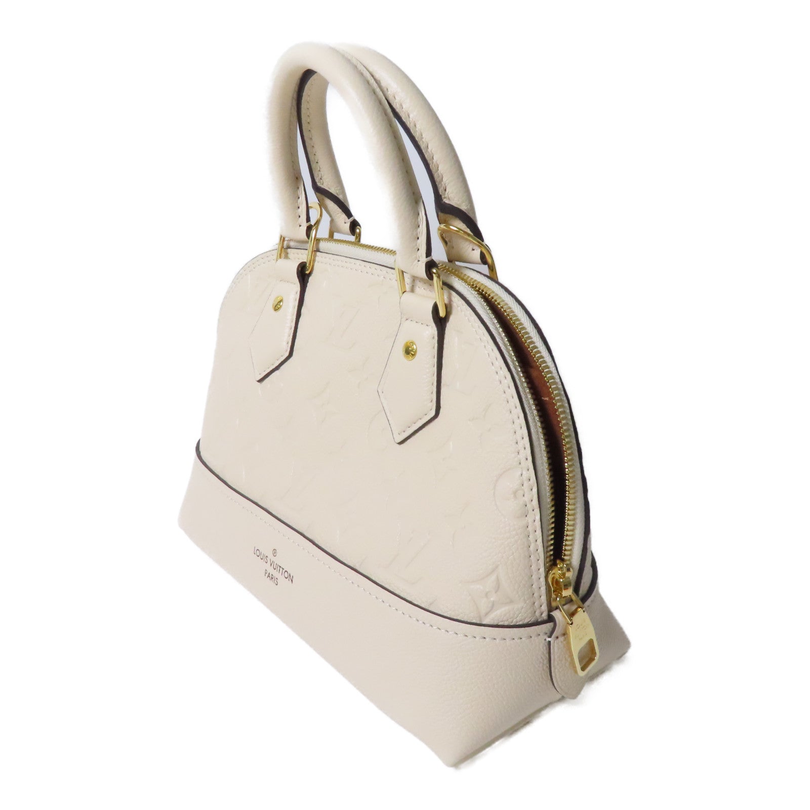 LOUIS VUITTON Monogram Empreinte Neo Alma BB金扣手挽肩背兩用袋米色