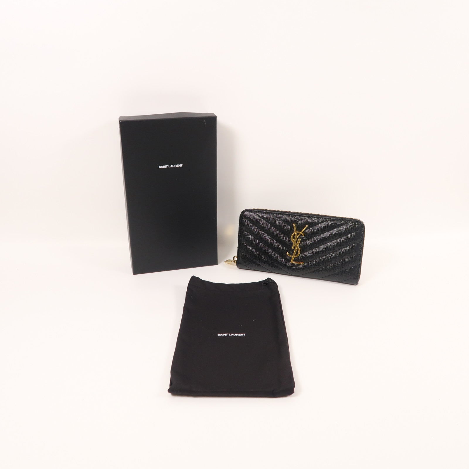 SAINT LAURENT 牛皮皮革Long Wallet金扣長錢包