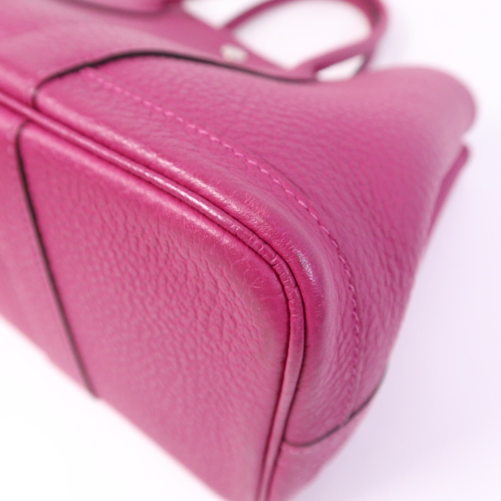 HERMES Country皮革Garden Party TPM銀扣手挽袋Rose Purple