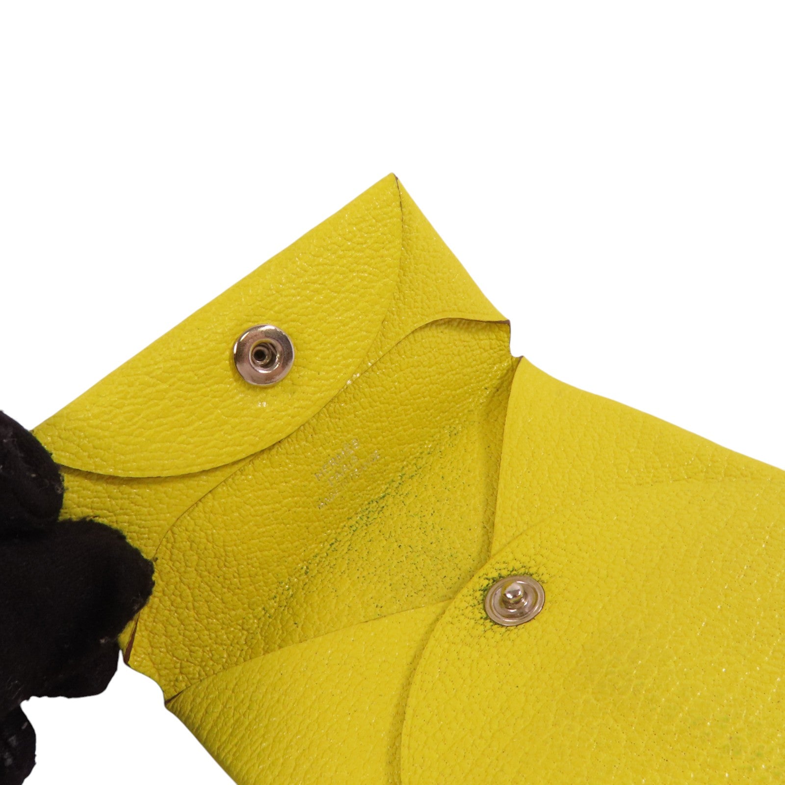 HERMES Chevre皮革Bastia銀扣零錢包