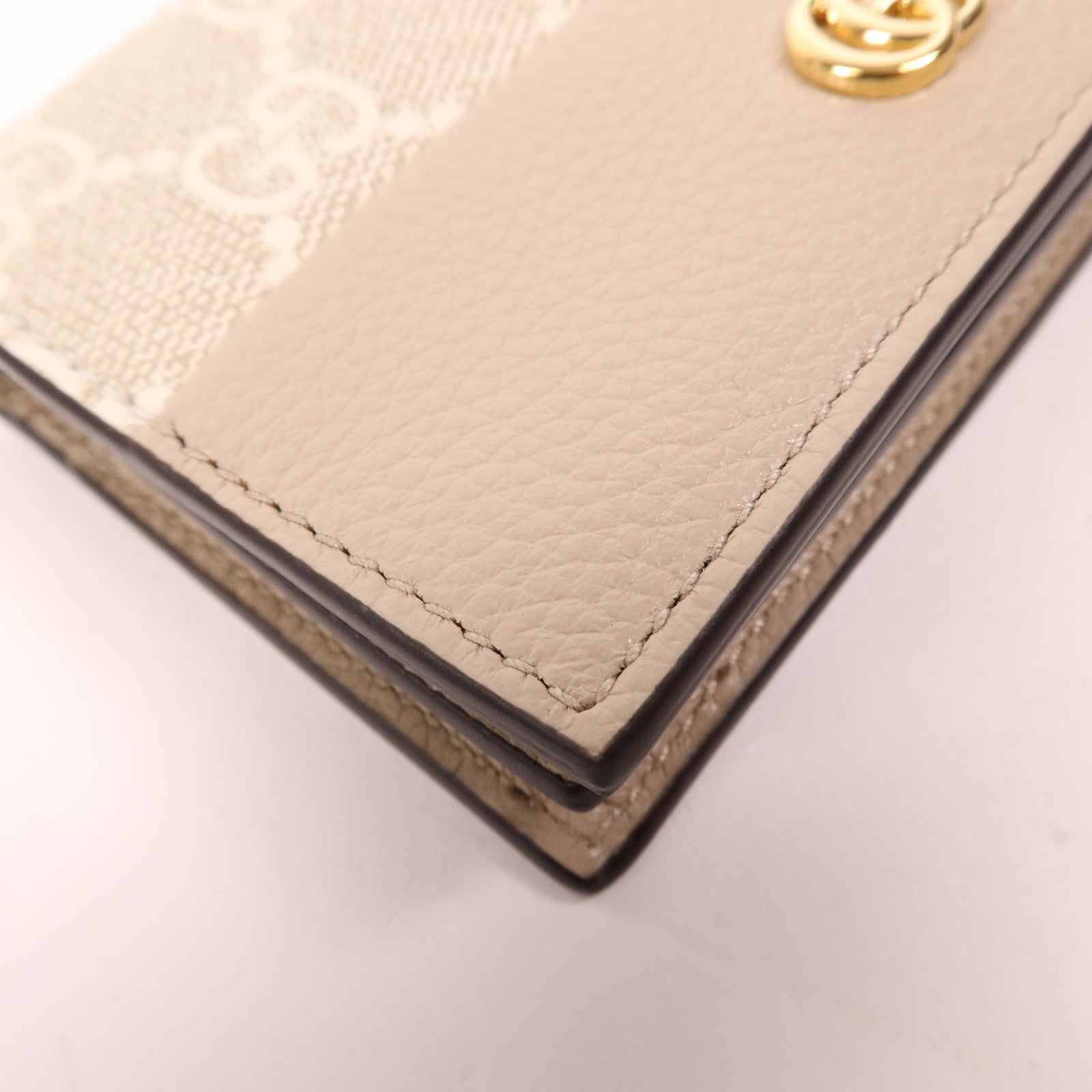 GUCCI 塗層帆布/牛皮皮革GG Marmont Wallet金扣錢包