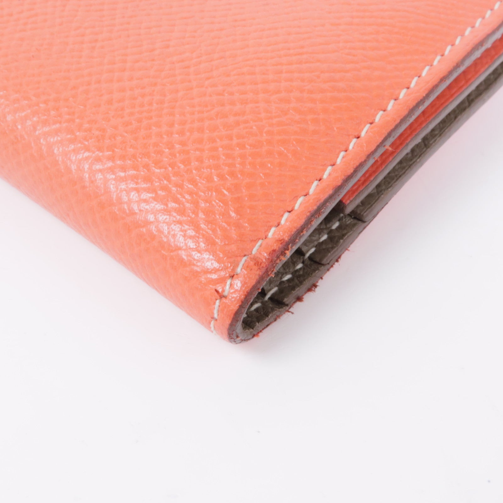 HERMES PHW Bearn Tri-fold Long Wallet Epsom Leather Q5 Rouge Casaque