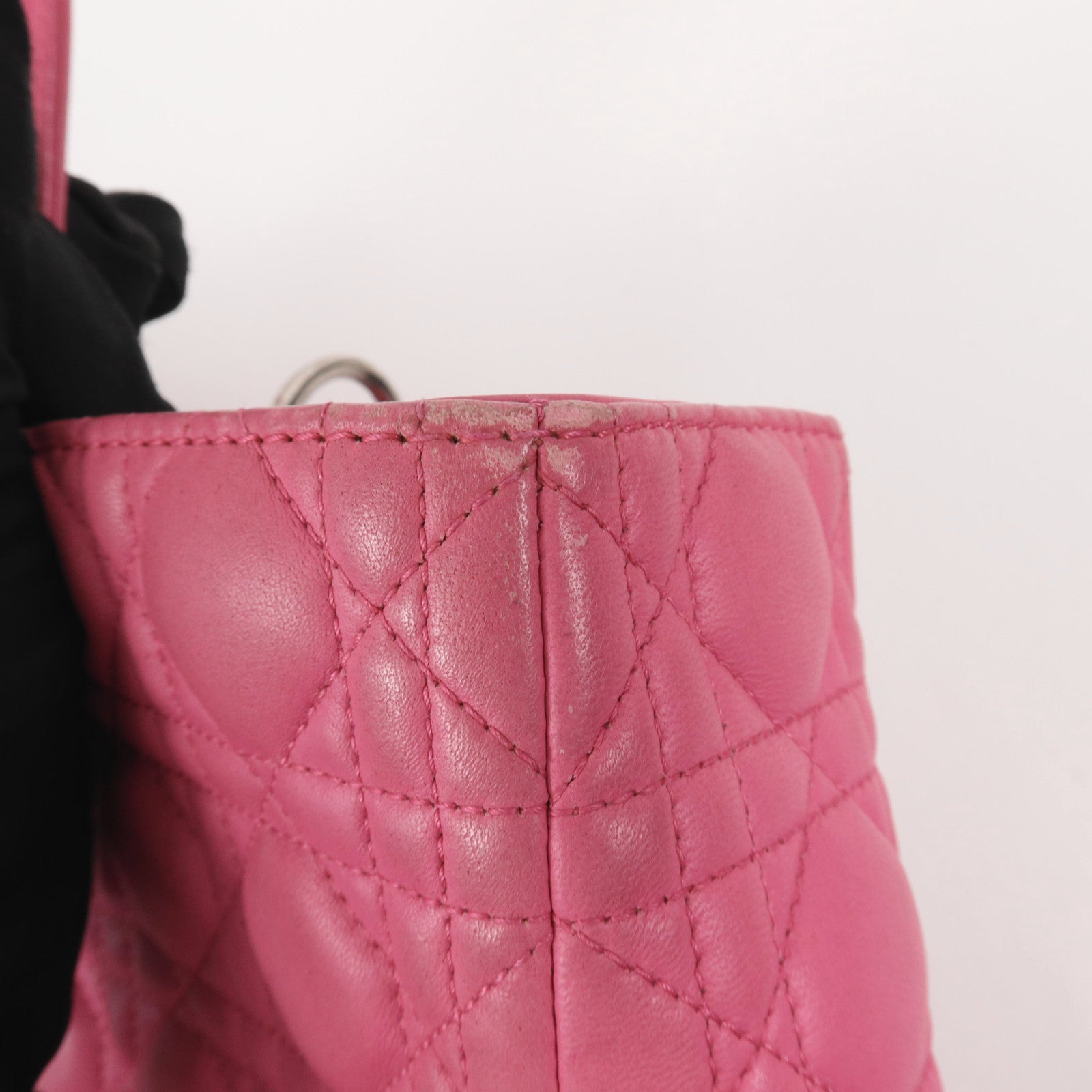 Dior 羊皮皮革Lady Dior銀扣手挽袋