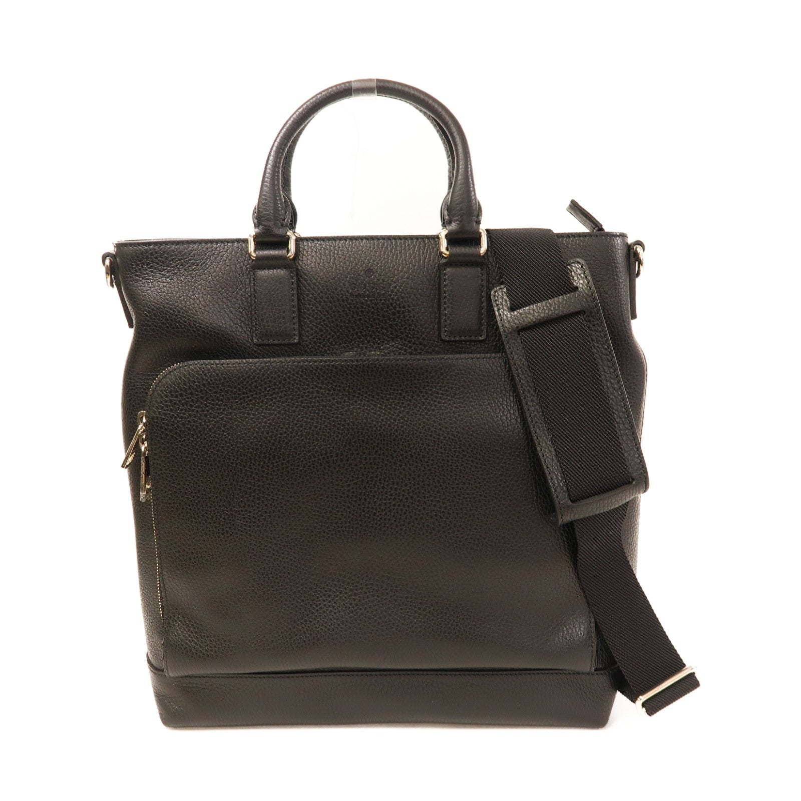 GUCCI 【激減優惠】牛皮皮革Shoulder Bag銀扣手挽肩背兩用袋黑色