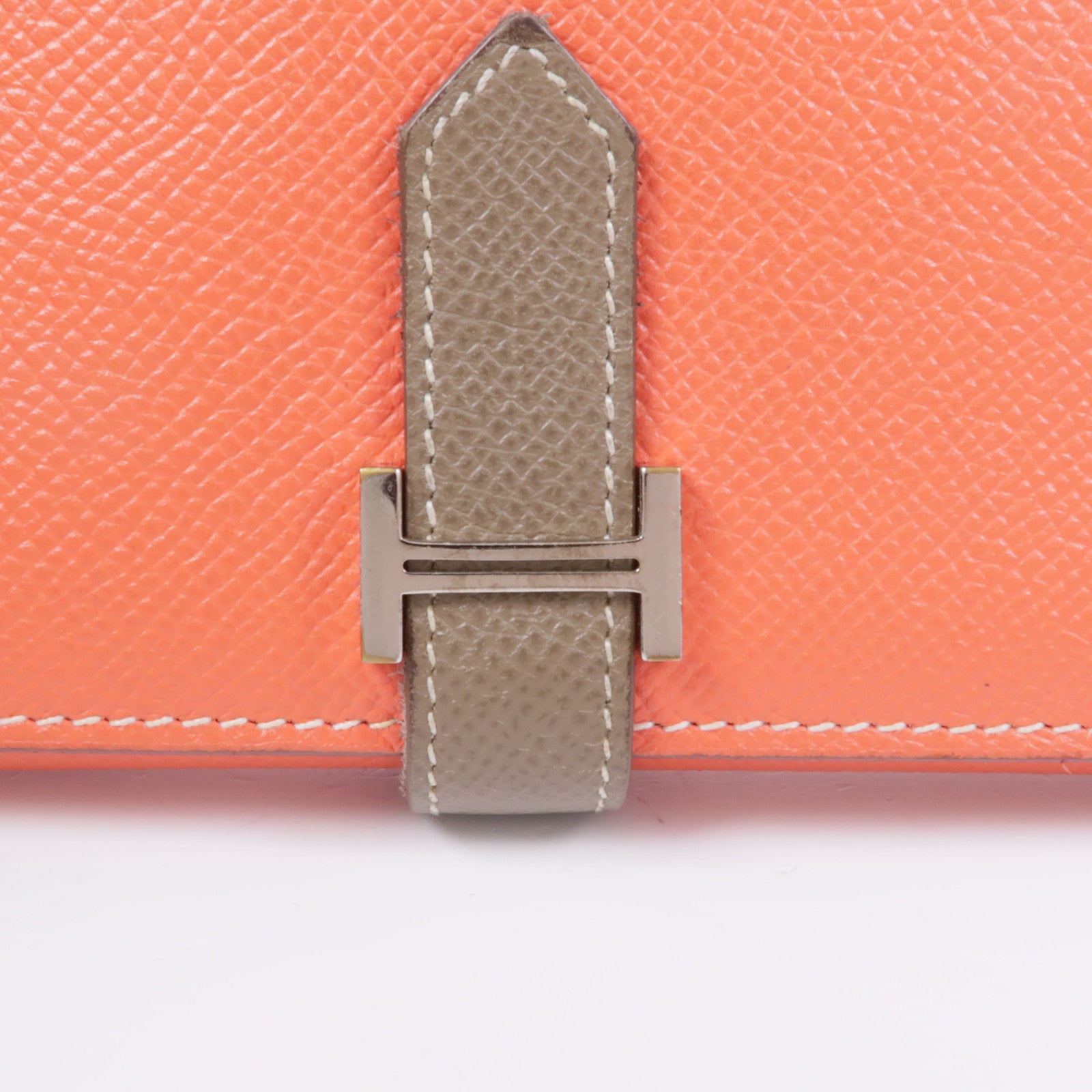 HERMES PHW Bearn Tri-fold Long Wallet Epsom Leather Q5 Rouge Casaque