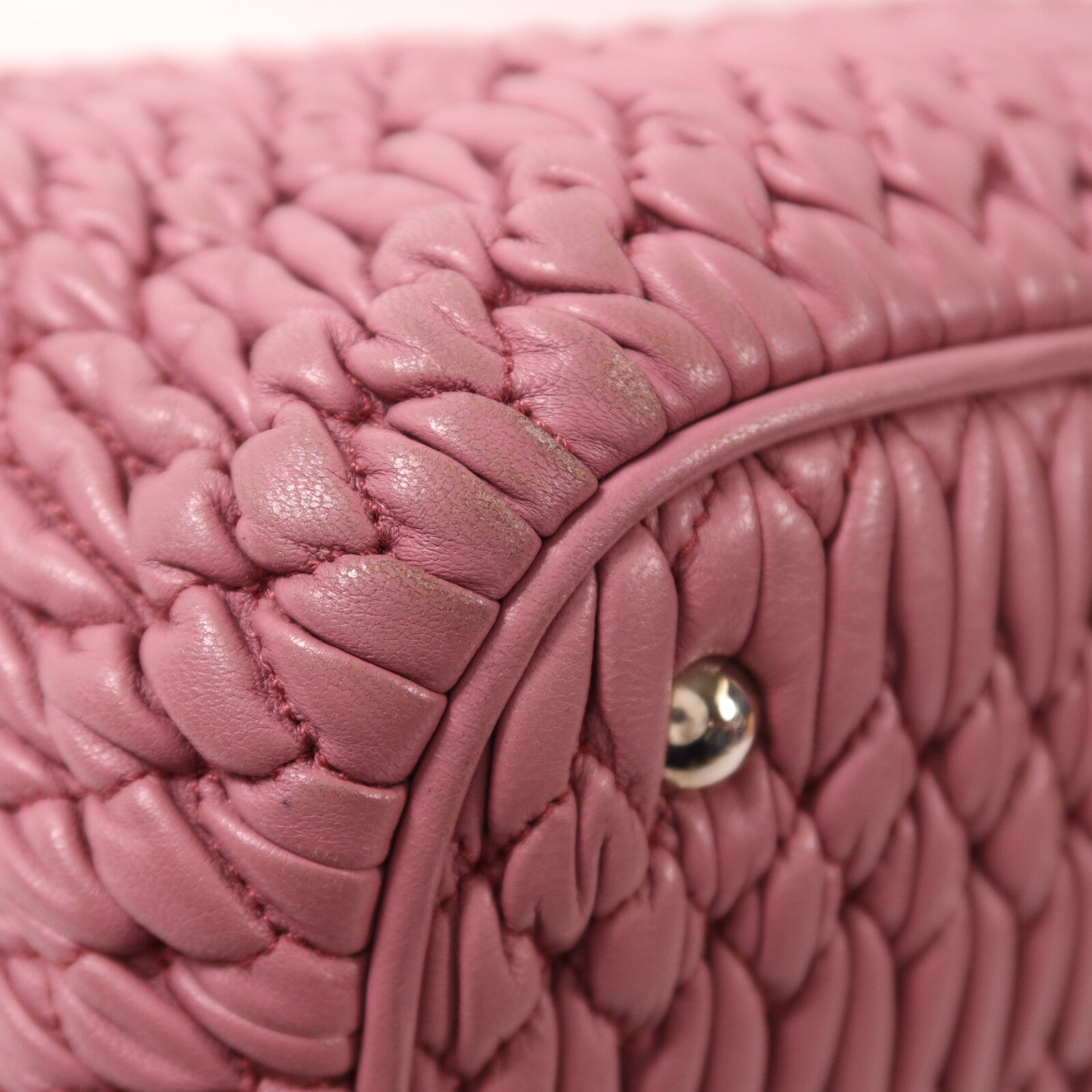 Miu Miu 羊皮皮革Shoulder Bag銀扣手挽肩背兩用袋