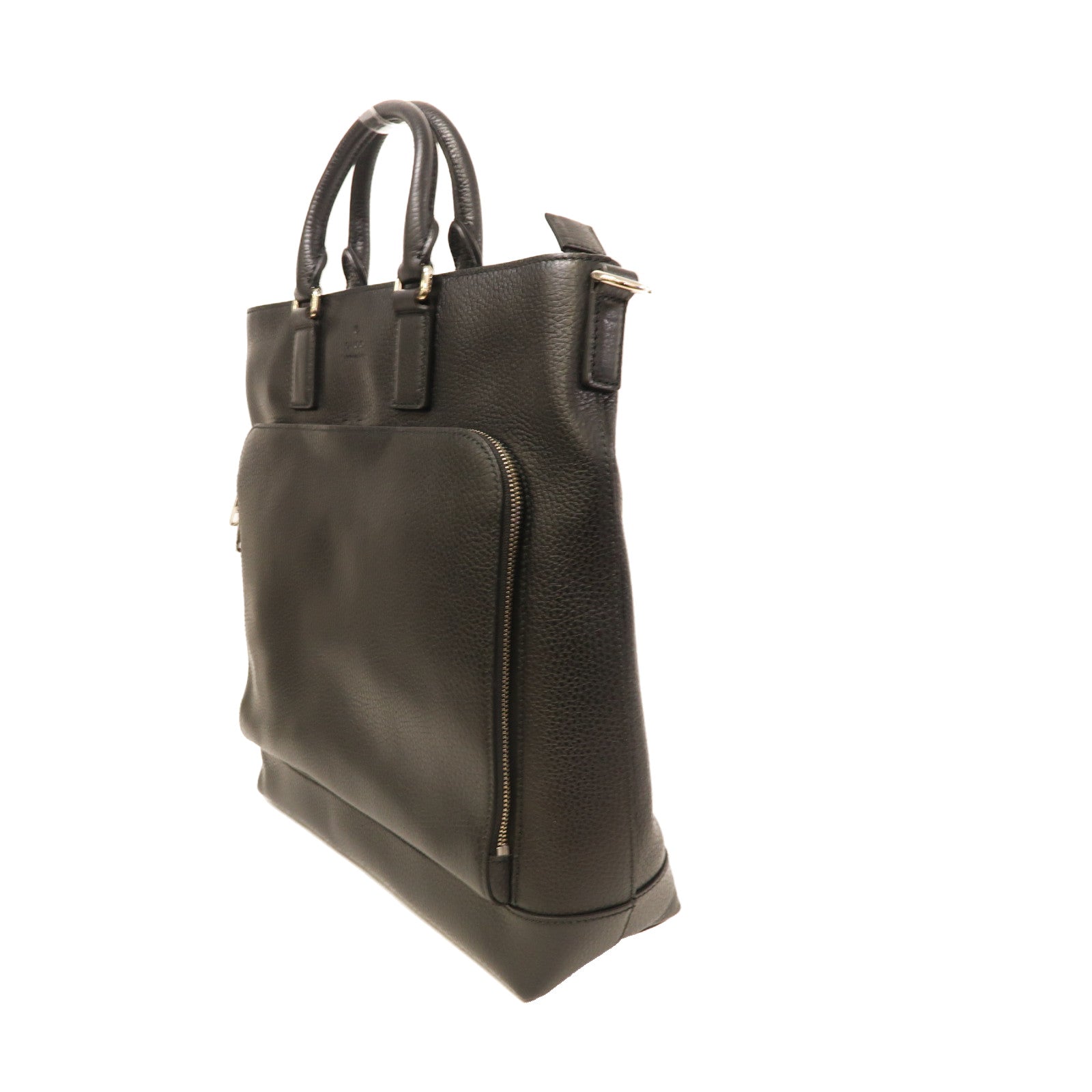 GUCCI 【激減優惠】牛皮皮革Shoulder Bag銀扣手挽肩背兩用袋黑色