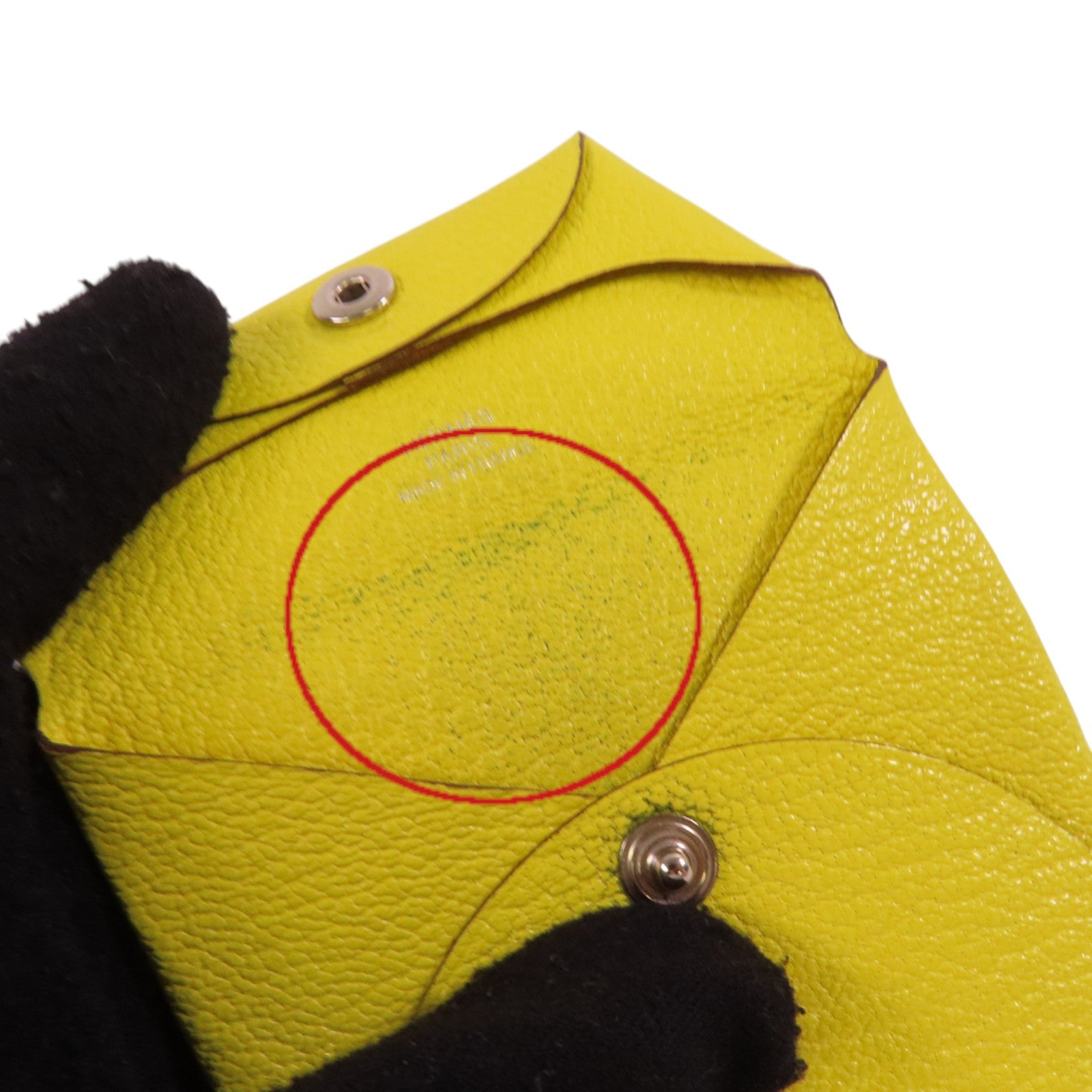 HERMES Chevre皮革Bastia銀扣零錢包