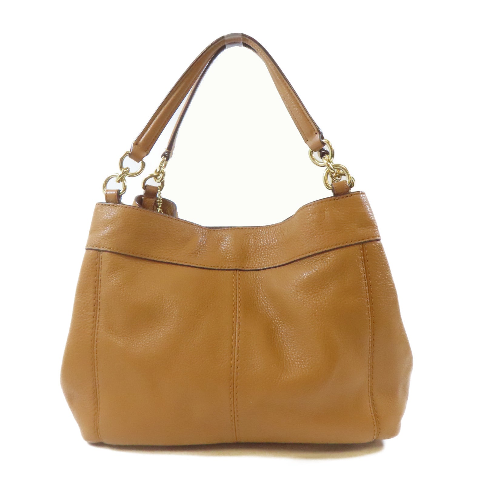 COACH 牛皮皮革Lexy Shoulder Bag金扣手挽肩背兩用袋啡色