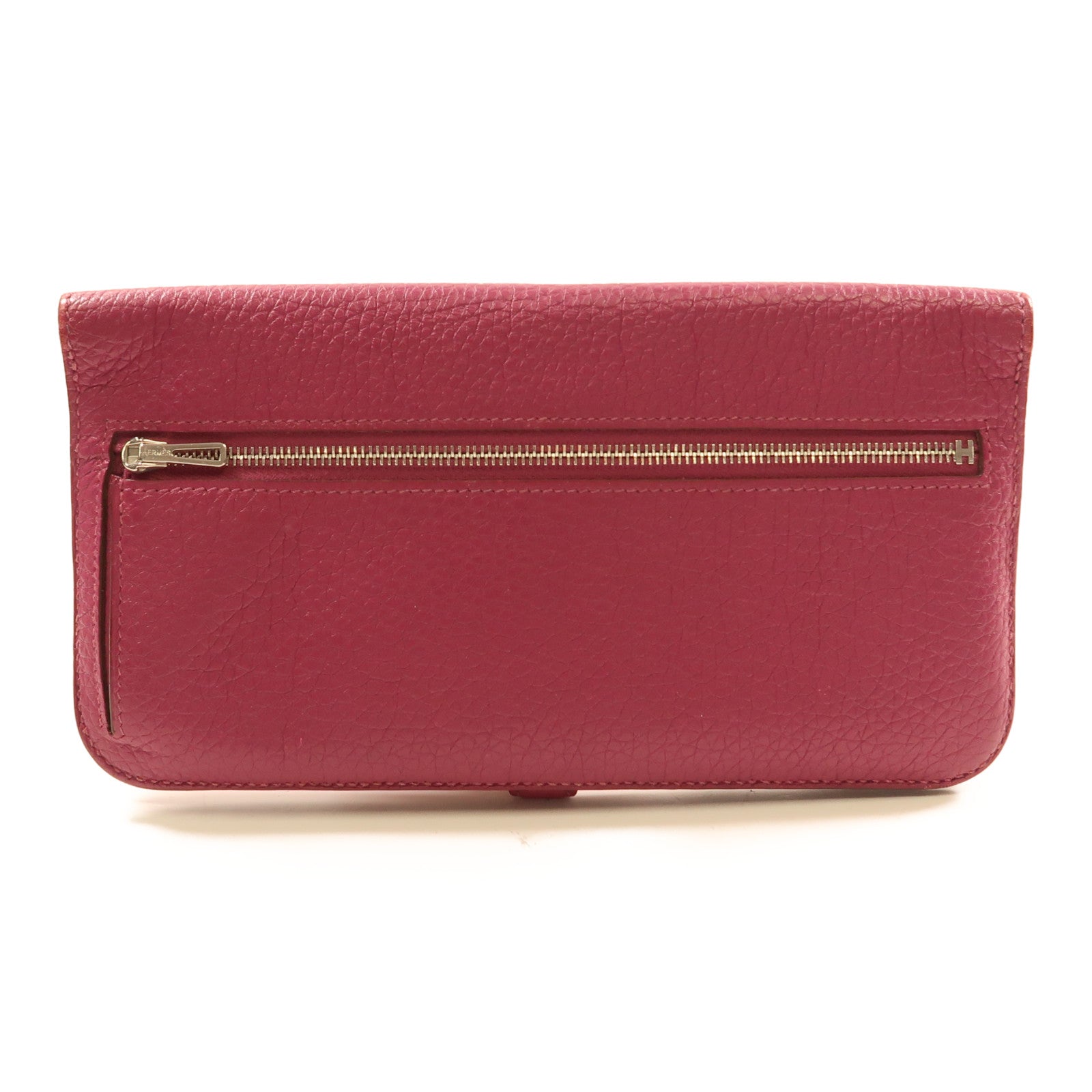 HERMES 【激減優惠】Togo皮革Dogon Long Wallet銀扣長錢包L3 Rose Pourpre