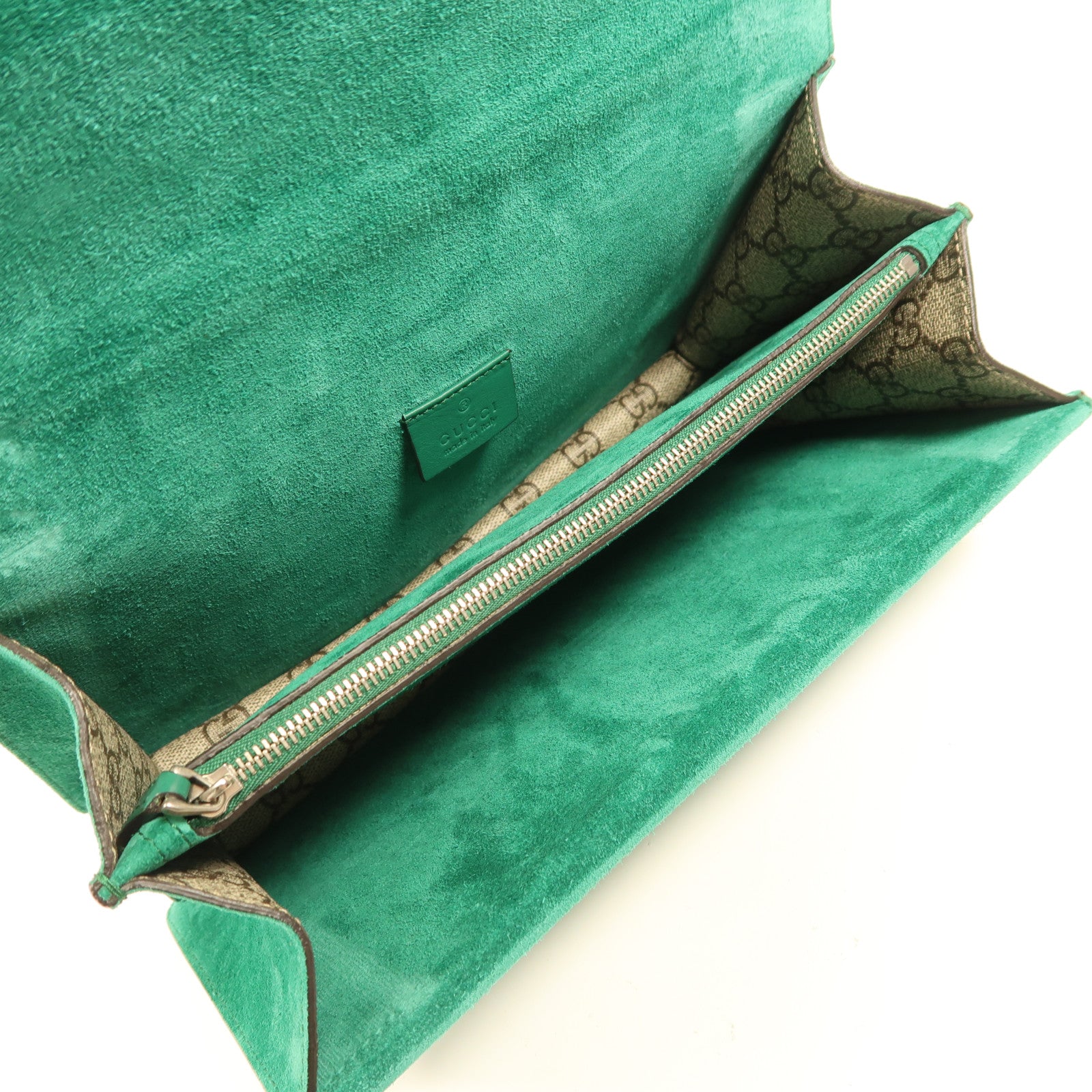 GUCCI 塗層帆布GG Supreme Dionysus銀扣鏈帶肩背袋