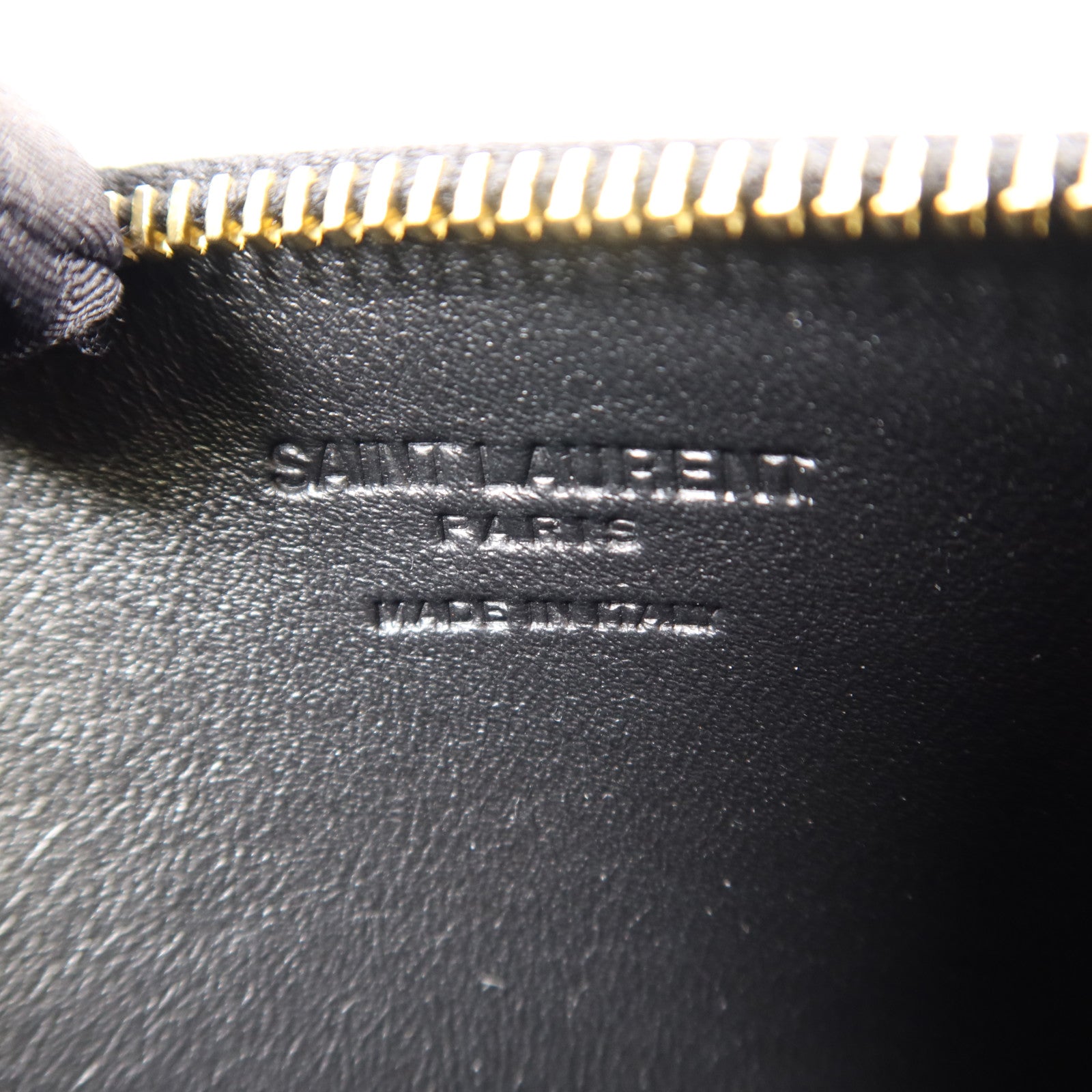 SAINT LAURENT YSL GHW Zip Card Case Leather Black 7112