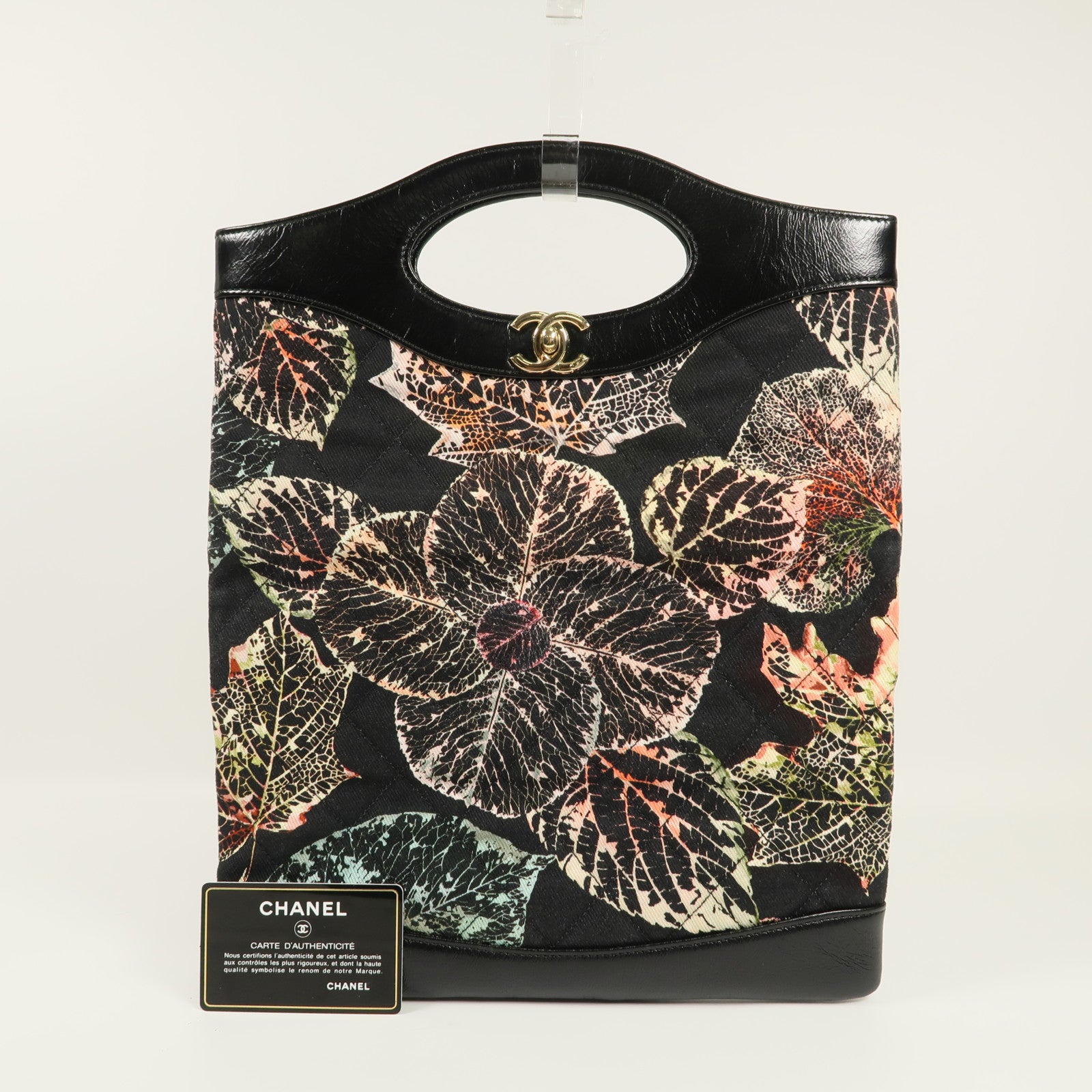 CHANEL 帆布/牛皮皮革Hand Bag金扣手挽袋