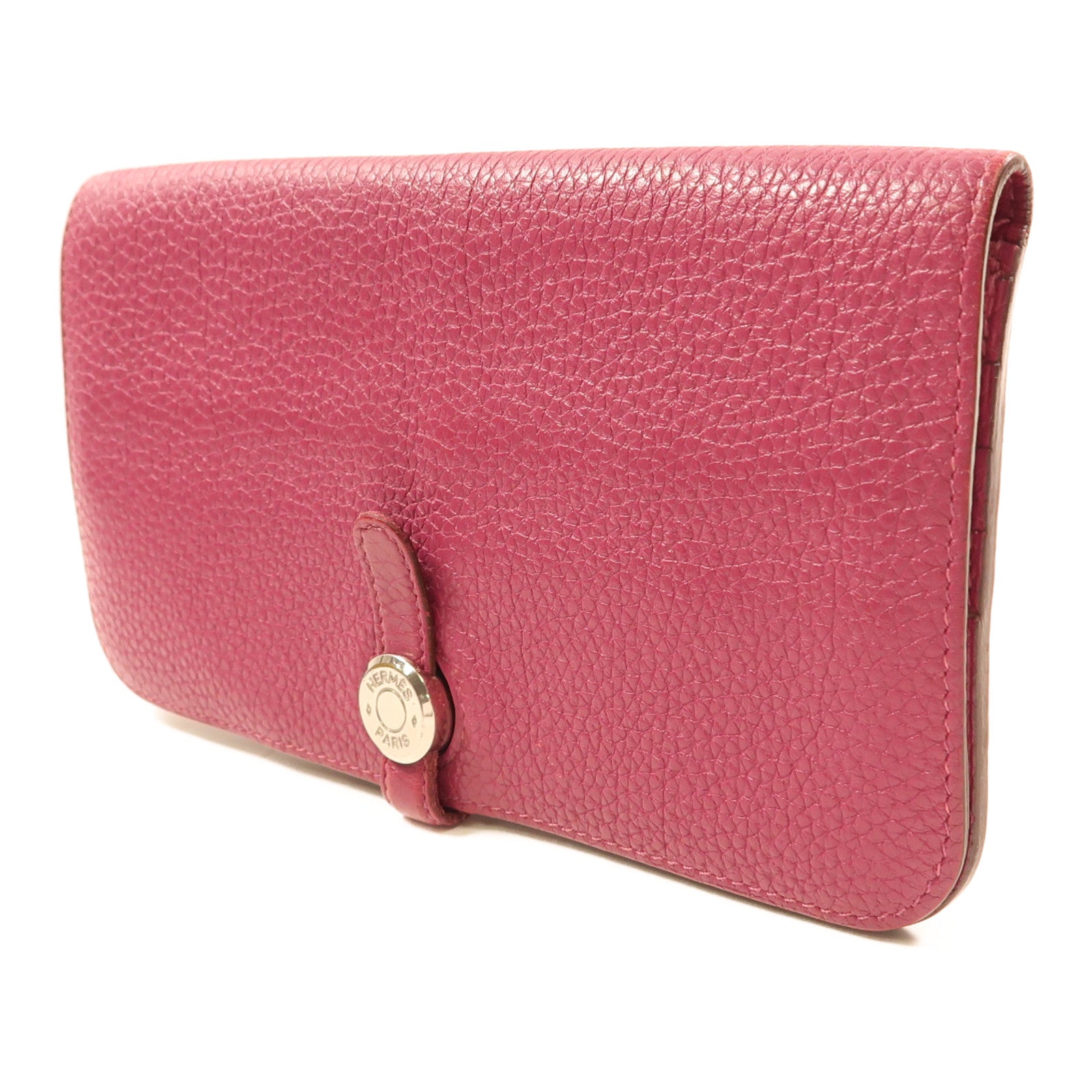HERMES 【激減優惠】Togo皮革Dogon Long Wallet銀扣長錢包L3 Rose Pourpre