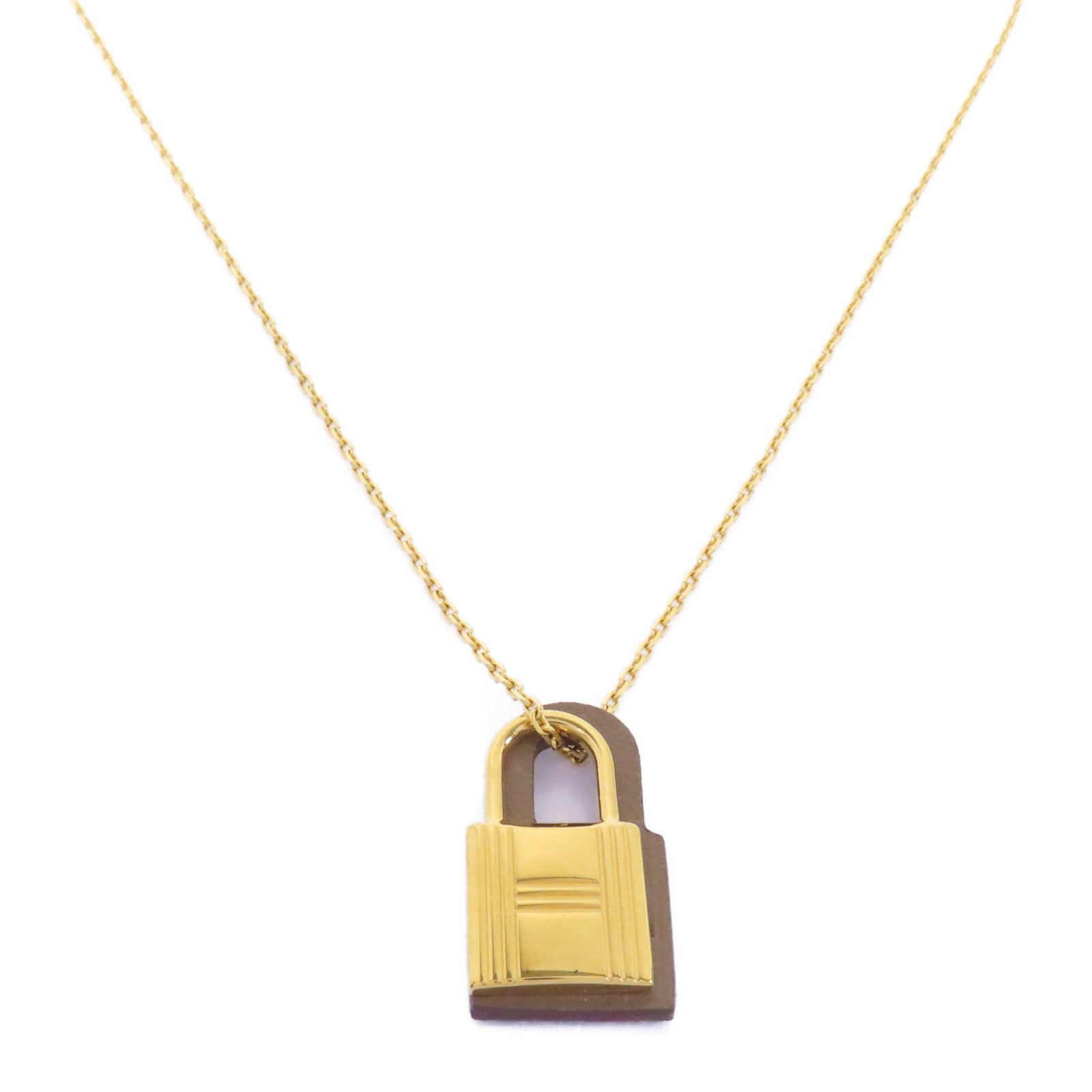HERMES 金屬/Swift皮革O'Kelly Necklace項鍊啡色/金色